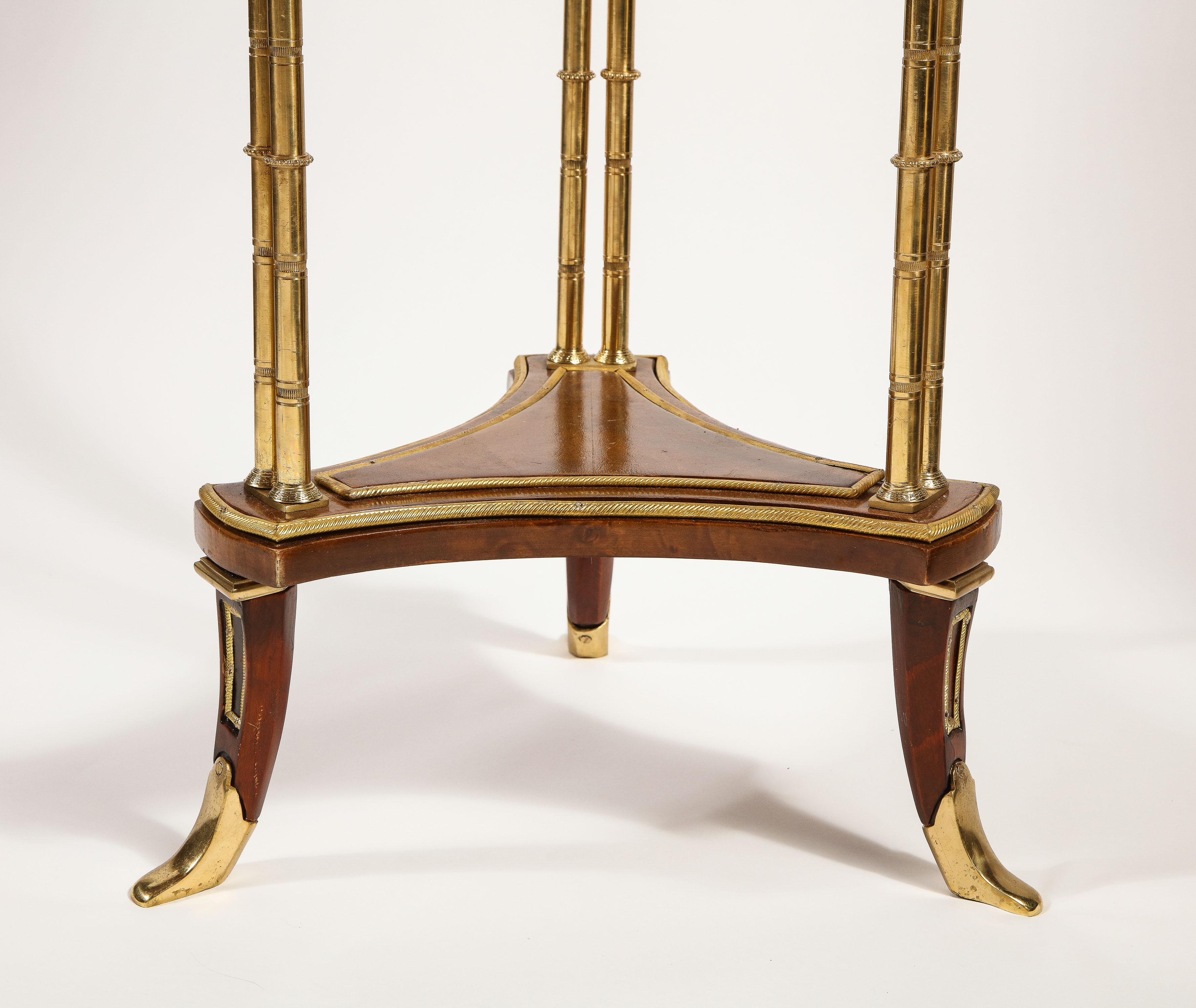 Pair of French Louis XVI Style Gilt Bronze, Mahogany and Marble Side Tables 3