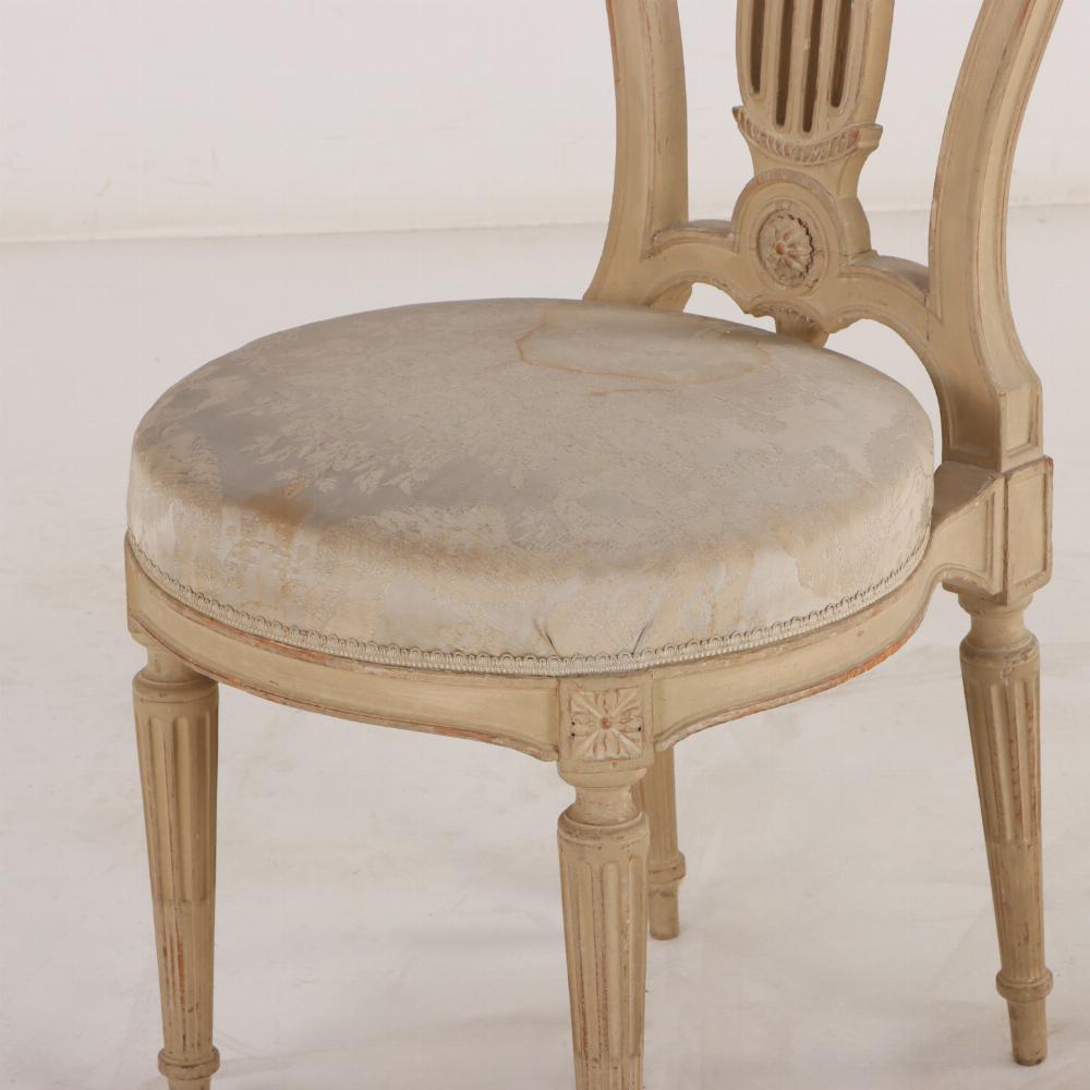 A Pair of French Louis XVI style painted side chairs For Sale 2