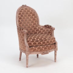 Pair of French Louis XVI Style Painted Wood Armchairs or Bergeres, C 1920