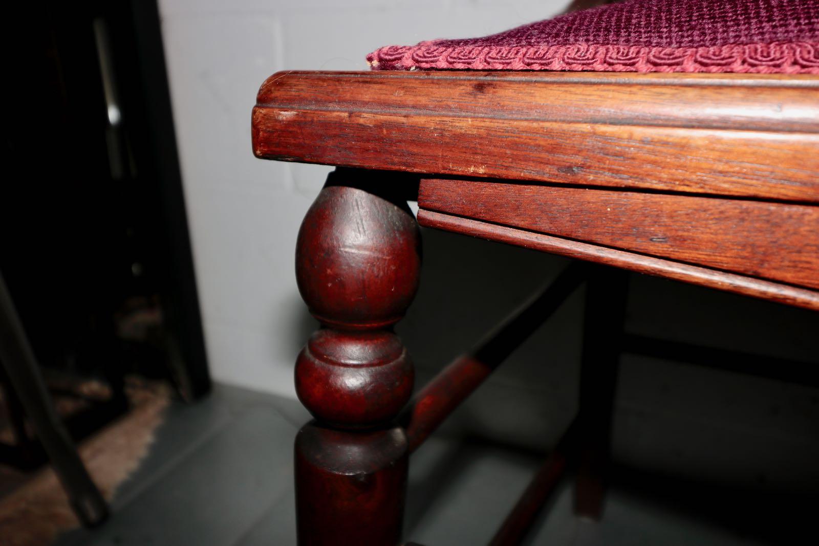 Wood Pair of French Mahogany with Carved Scroll Work Crewel Flora Embroidered Chairs For Sale