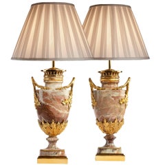 Pair of French Marble Table Lamps