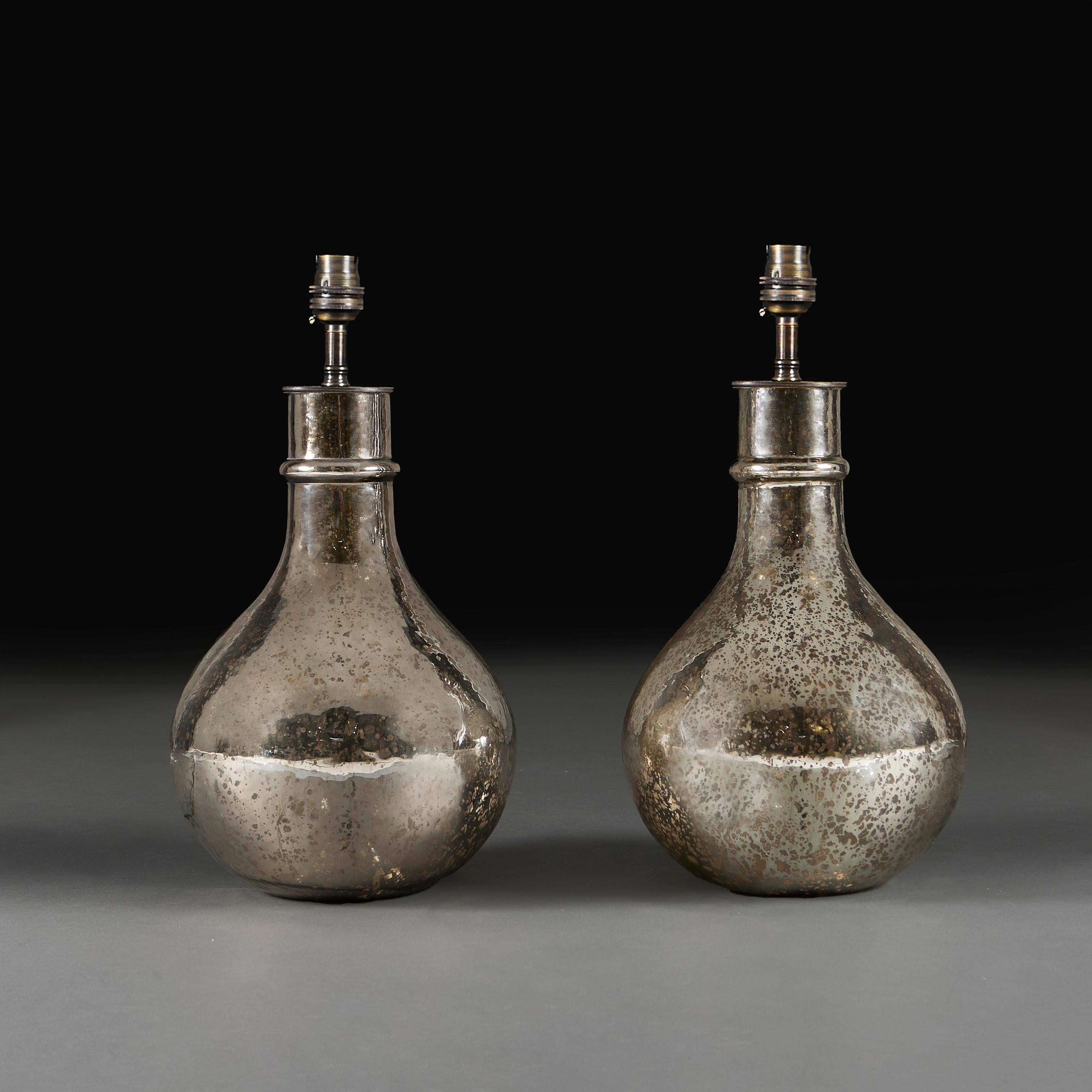 Silvered A Pair Of French Mercury Lamps