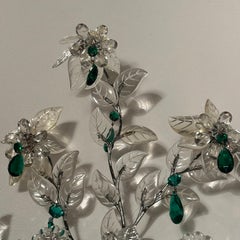 A Pair of French Molded Glass and Crystal Sconces