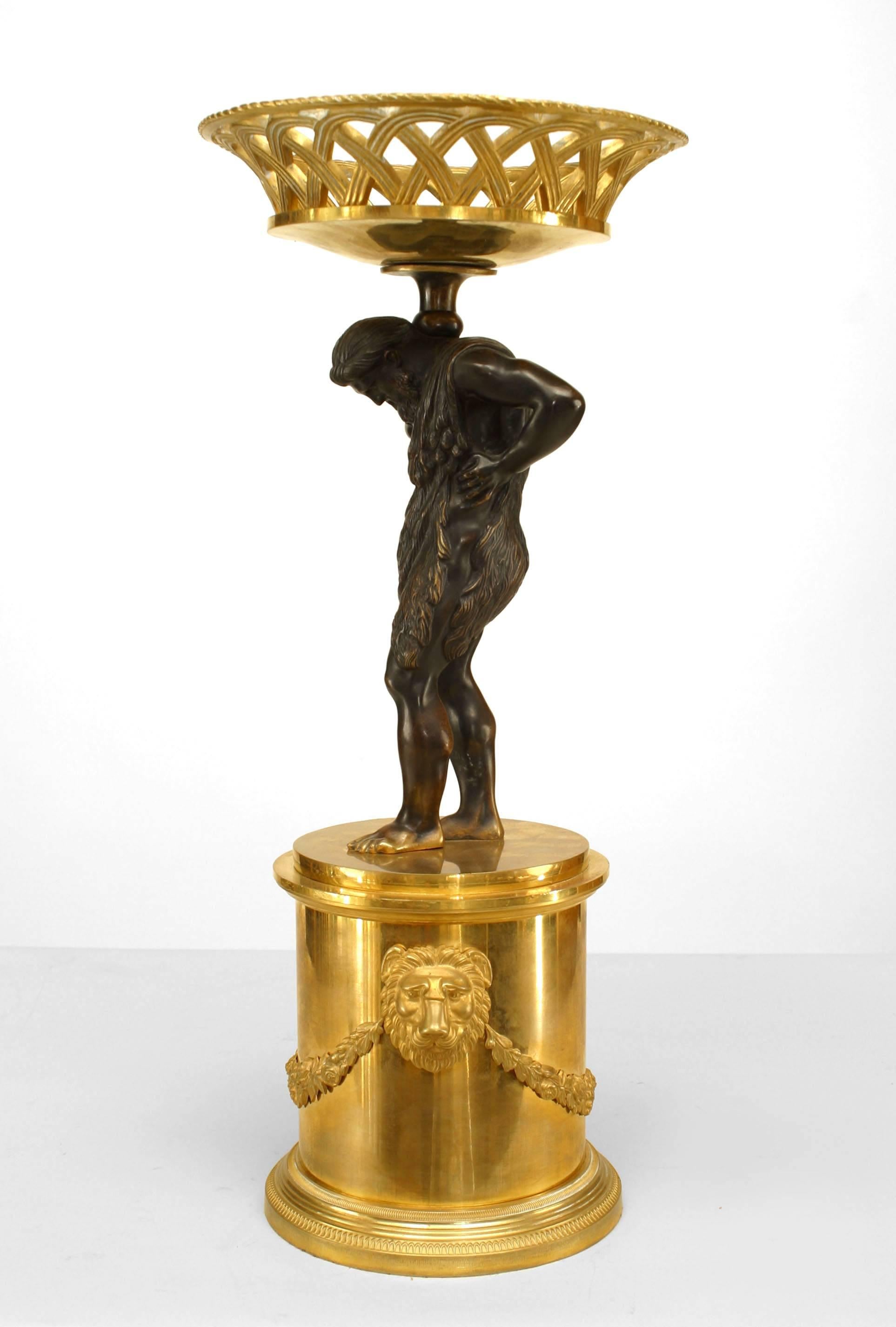Néoclassique Paire de centres de table en bronze néoclassique français pour l'Atlas en vente