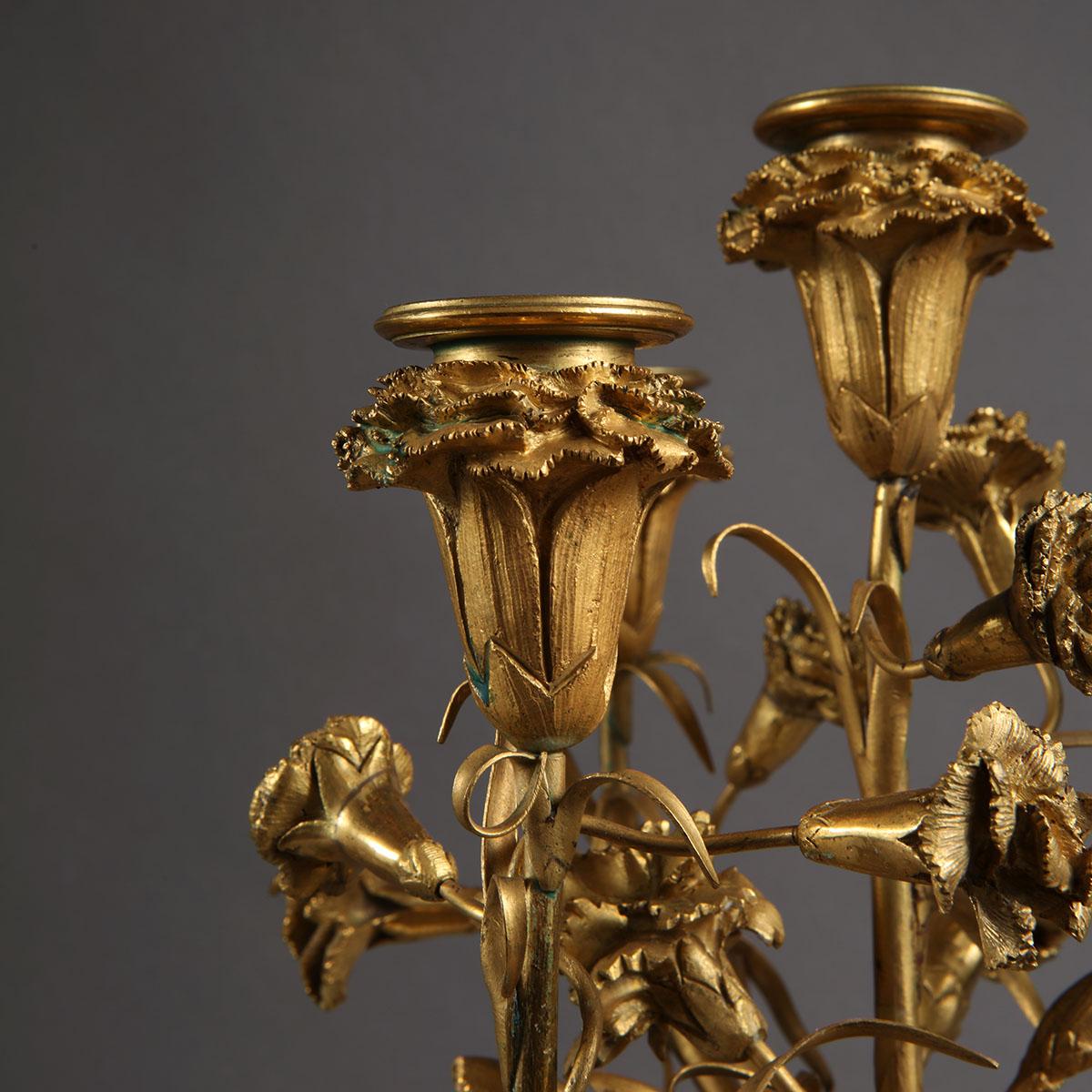 Pair of French Neoclassical Gilt Bronze Candelabra 2