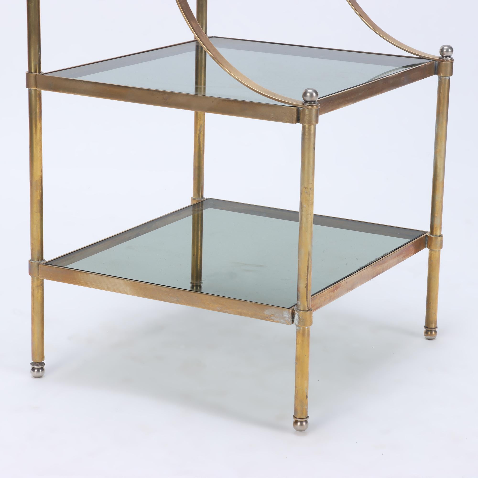 Pair of French Neoclassical Style Brass and Glass End Tables, circa 1970 For Sale 5