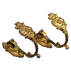 Pair of French Neoclassical Style Bronze Curtain Tiebacks or Curtain Holders