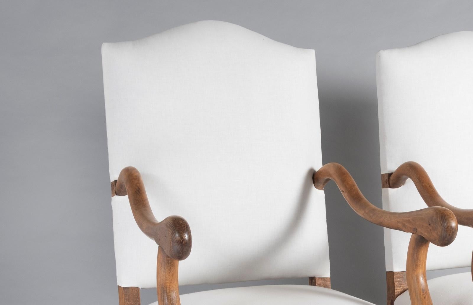 A Pair of French Os de Mouton (sheep Bone) Oak Armchairs – 19th Century 5