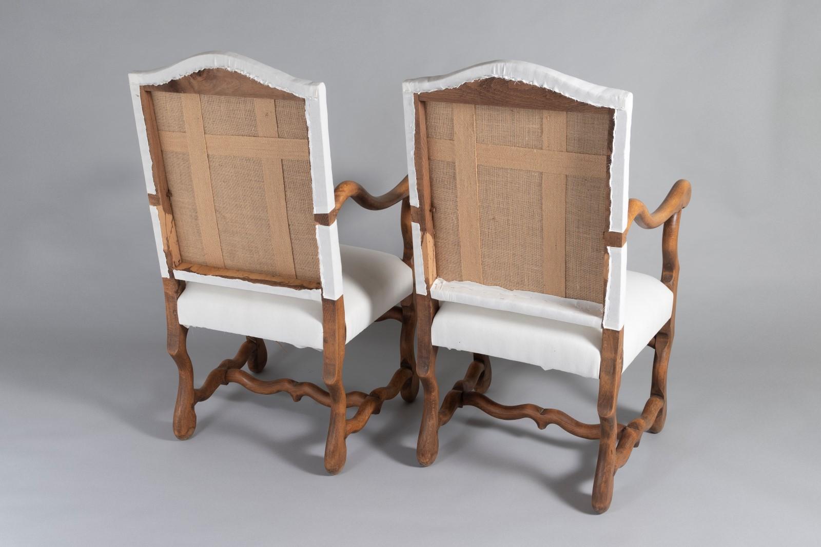 Hand-Crafted A Pair of French Os de Mouton (sheep Bone) Oak Armchairs – 19th Century