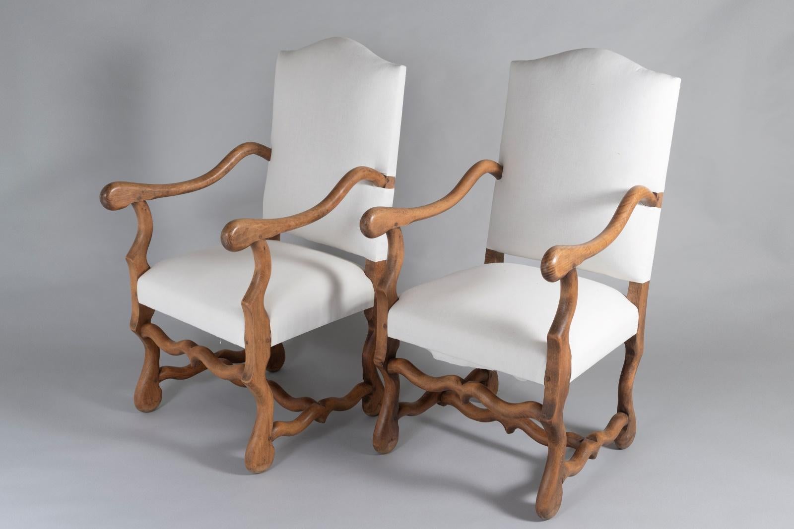 A Pair of French Os de Mouton (sheep Bone) Oak Armchairs – 19th Century In Good Condition In Llanbrynmair, GB