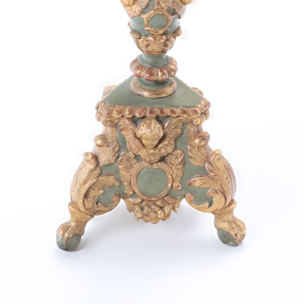 A pair of French painted and giltwood altar candlesticks, C 1820. 2