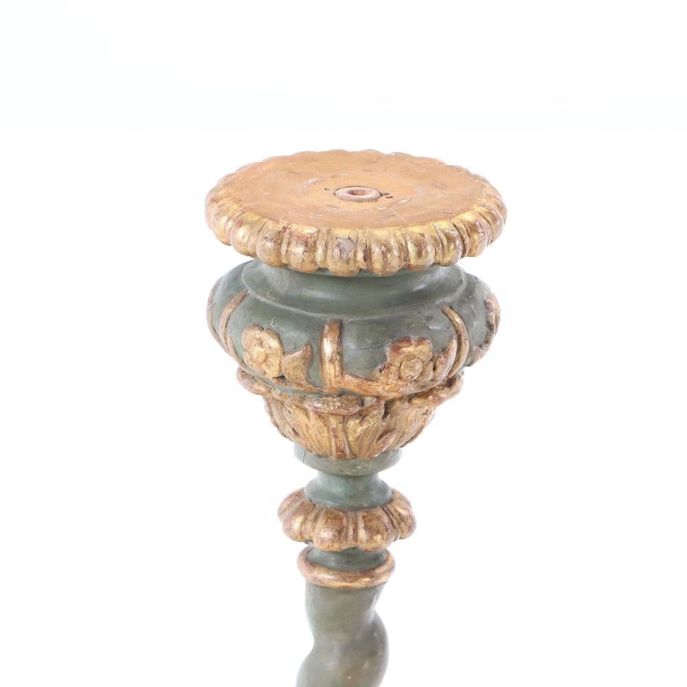 A pair of French painted and giltwood altar candlesticks, C 1820. 4