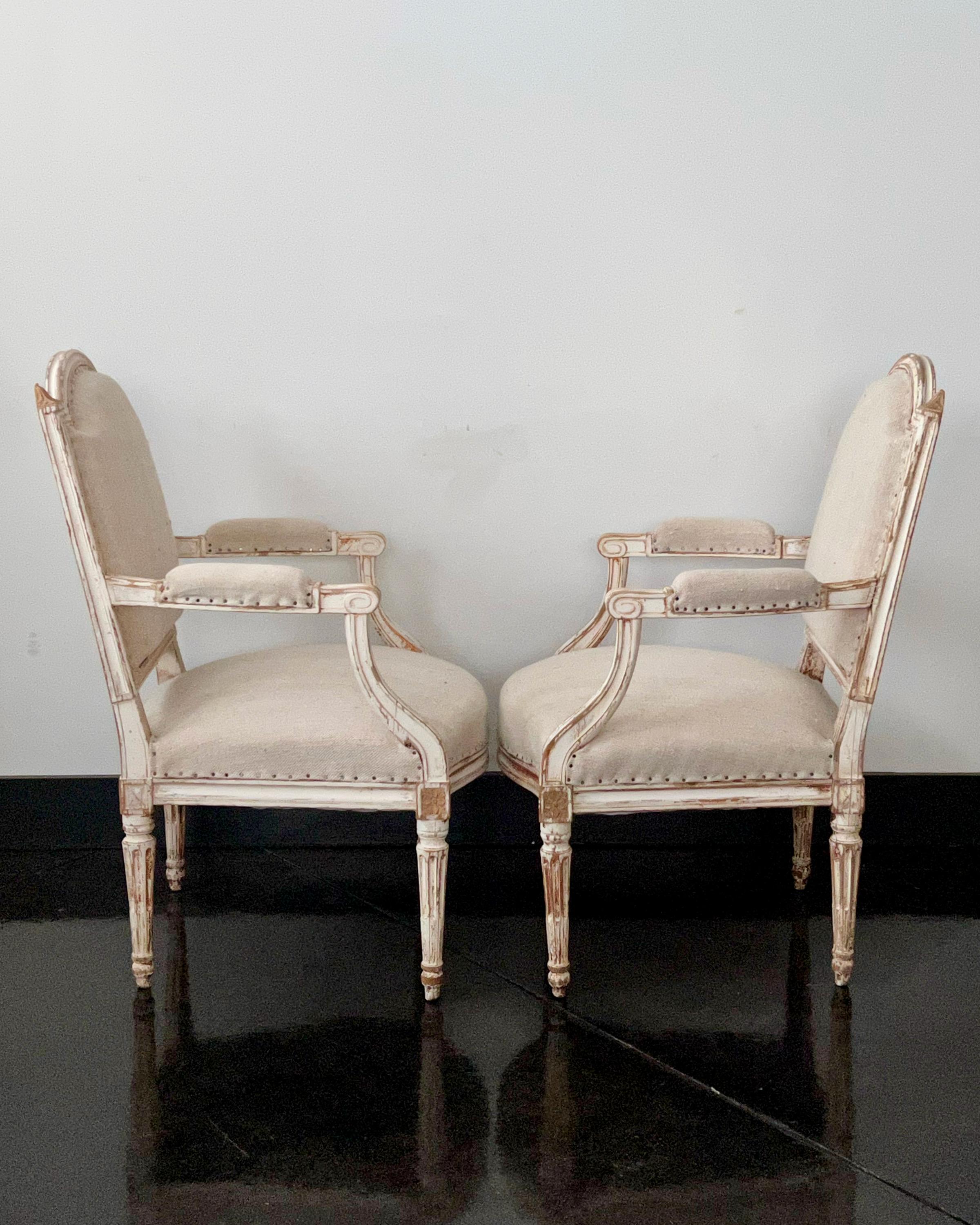 19th Century Pair of French Painted Fauteuils in Louis XV Style For Sale