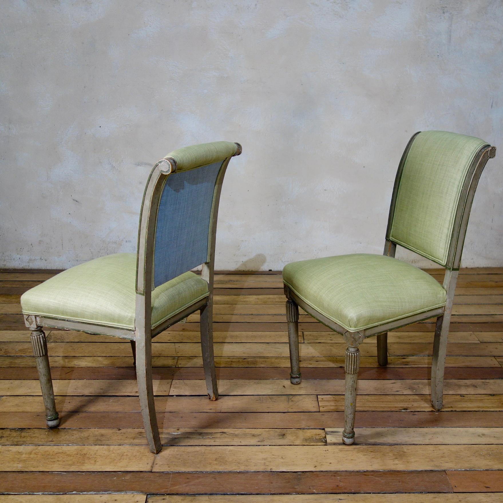 Pair of French 19th Century Original Painted Louis XVI Style Side Chairs 7