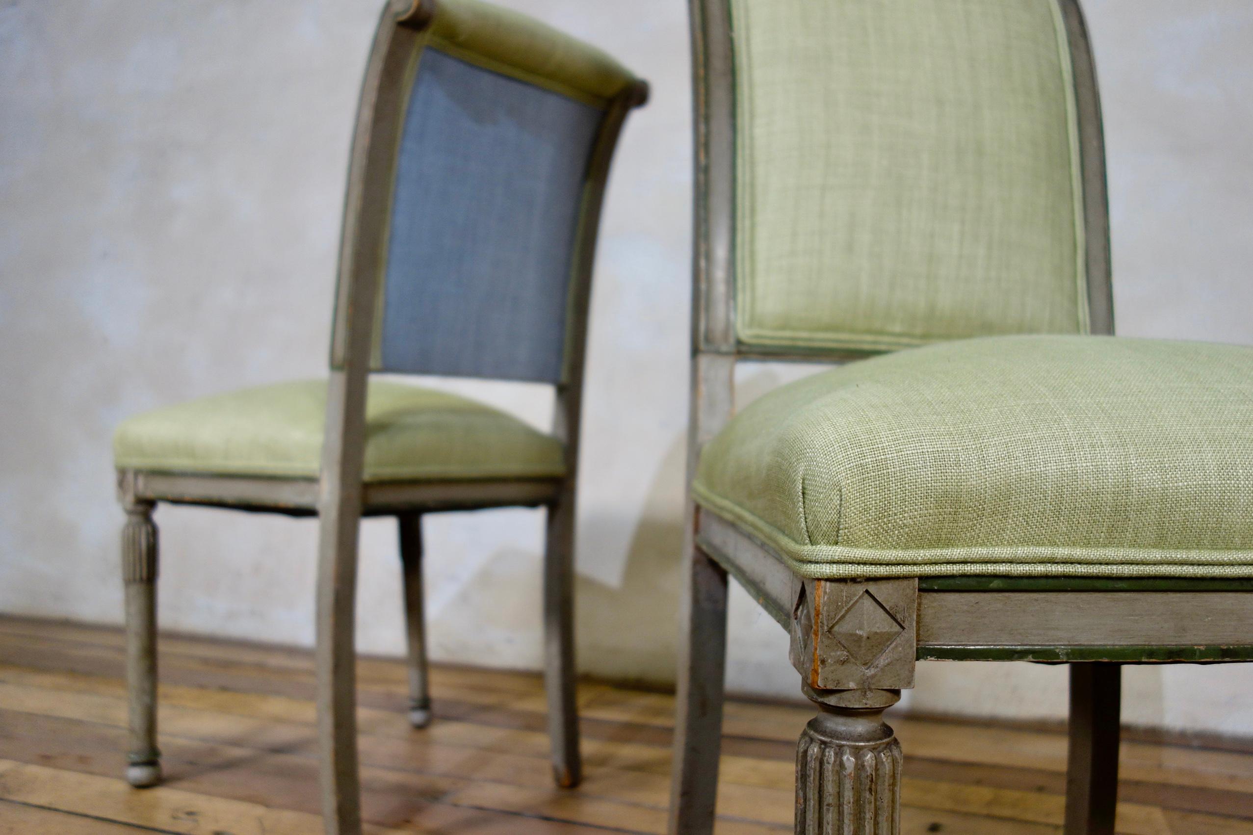 Pair of French 19th Century Original Painted Louis XVI Style Side Chairs In Good Condition In Basingstoke, Hampshire