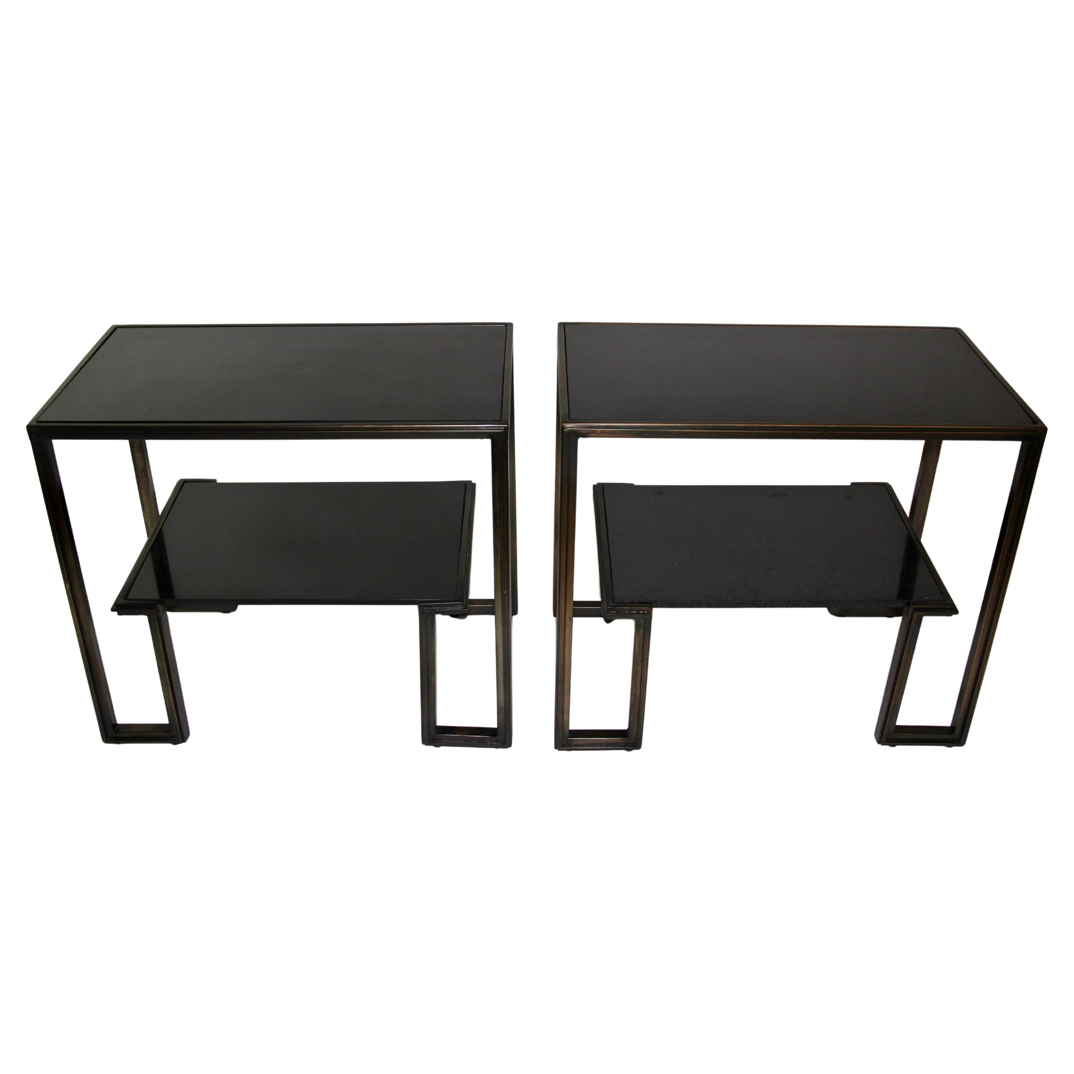 Paire de tables d'appoint françaises mi-siècle moderne de Paris, attribuées à Jansen