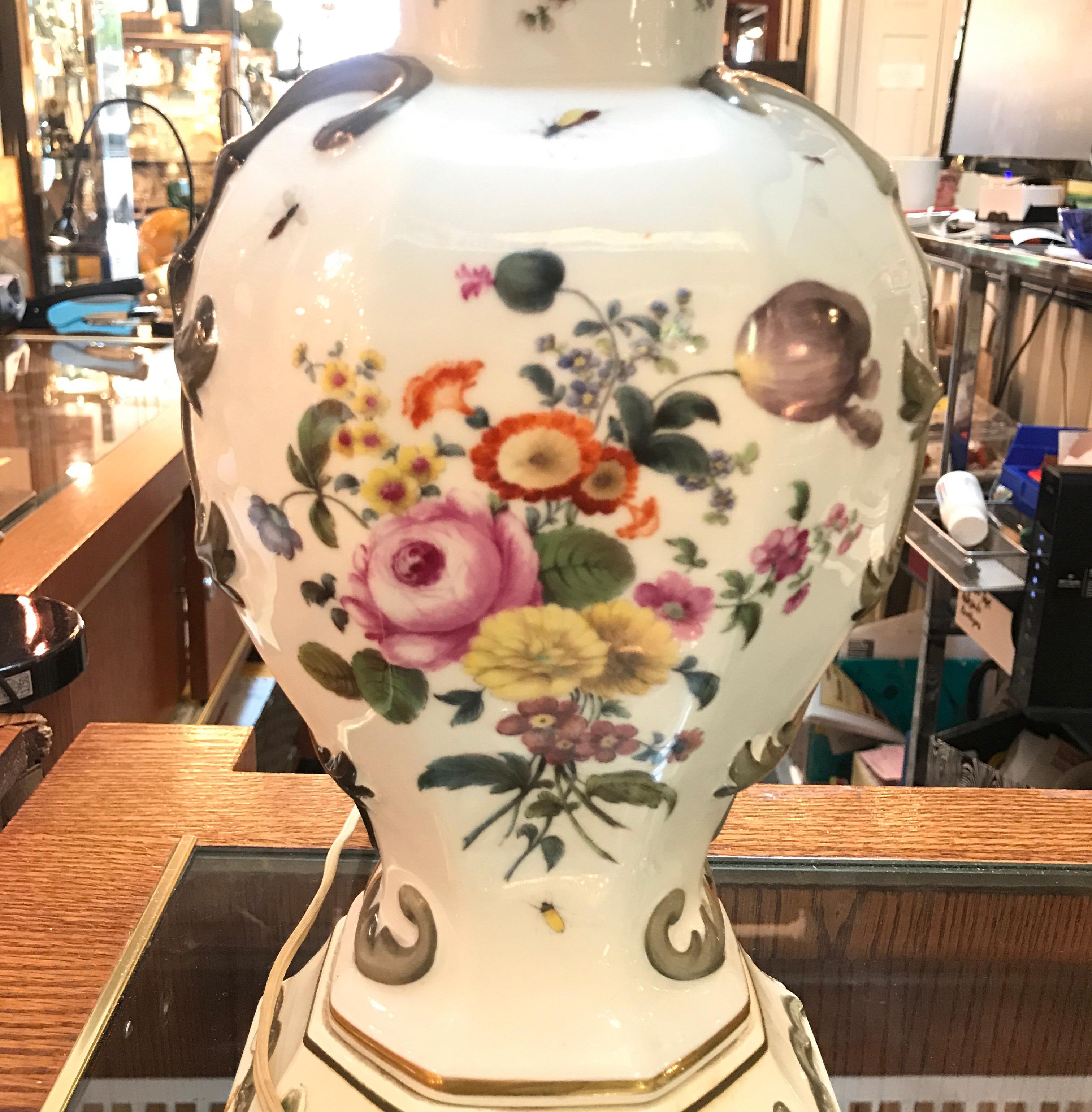 A Pair of French Paris Porcelain Hand Painted Urn Lamps  2