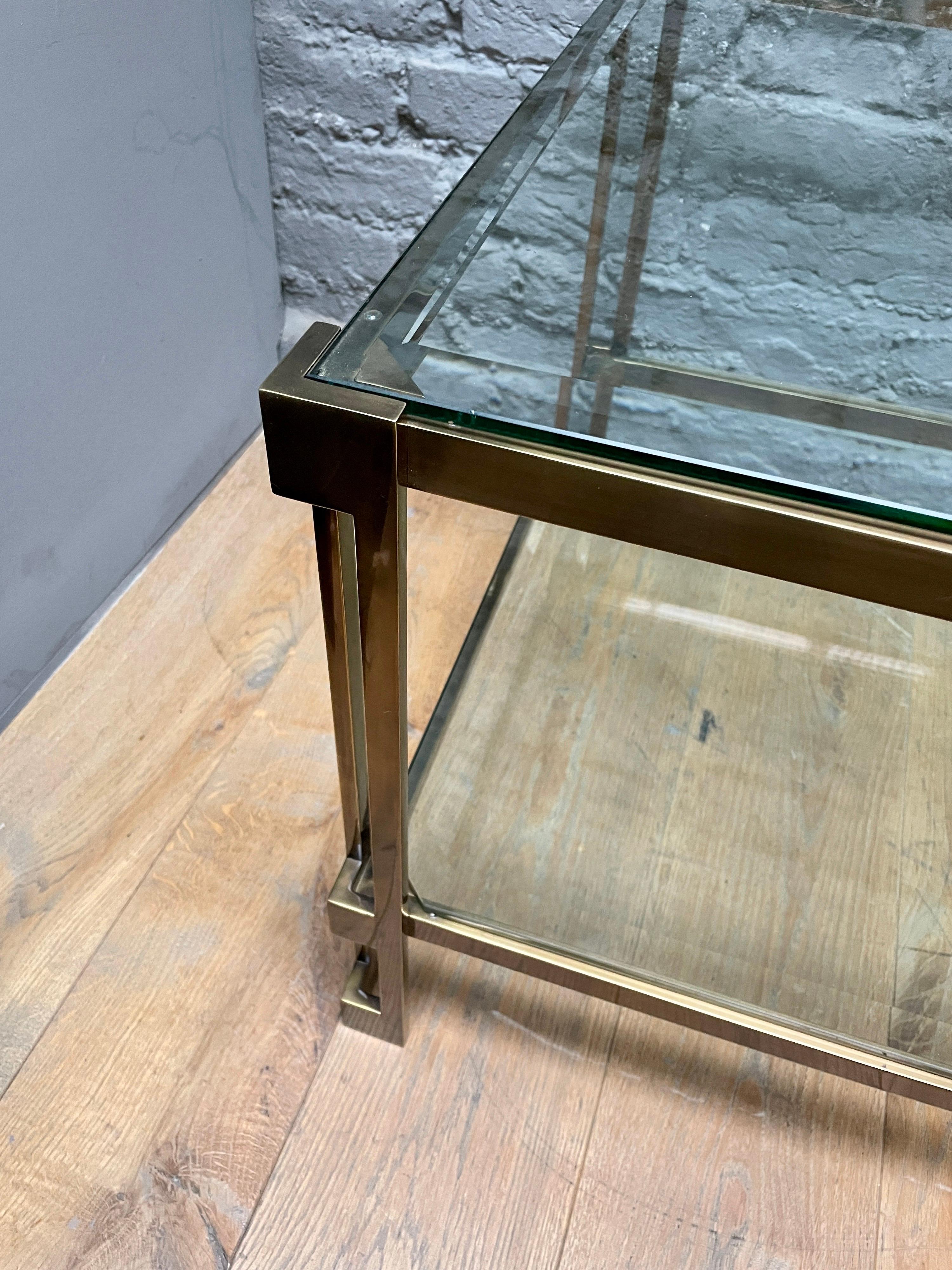 Pair of French Patinated Brass Two Tiered Side Tables 3