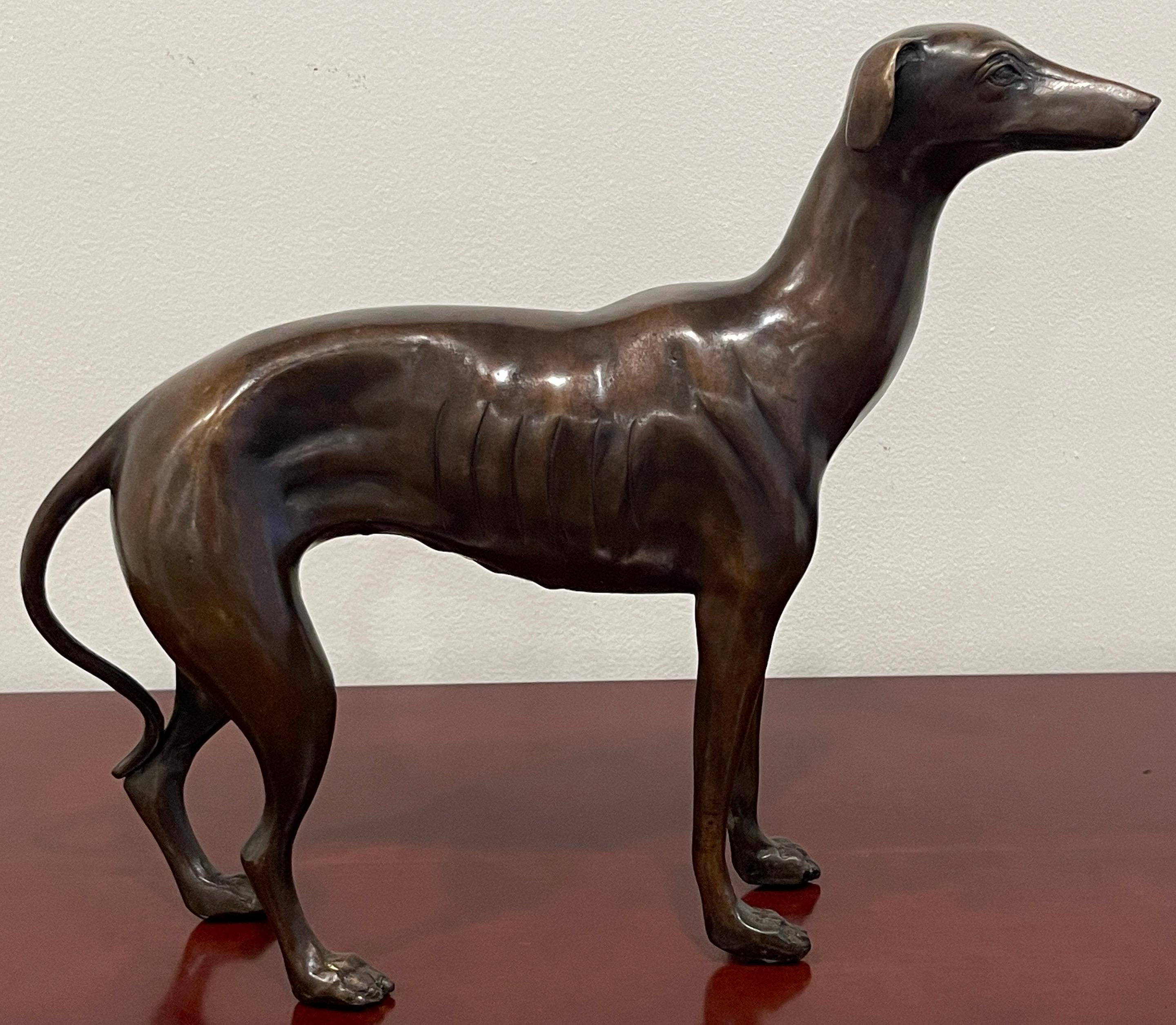 Pair of French Patinated Bronze Models of Whippets 2