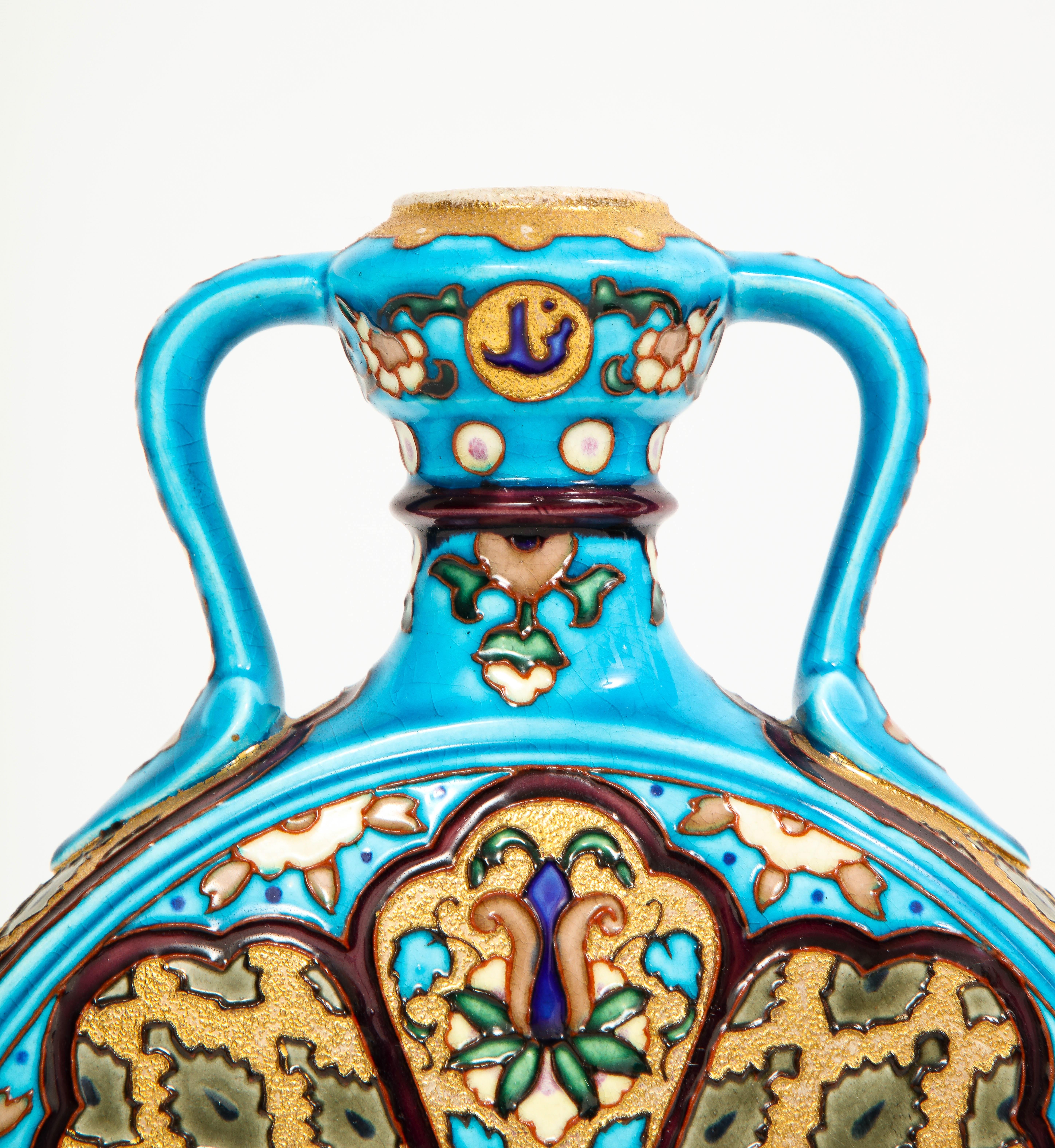 Paar französische Porzellan-Mond-Flask-Vasen, für den islamisch-maurerischen Markt im Angebot 5