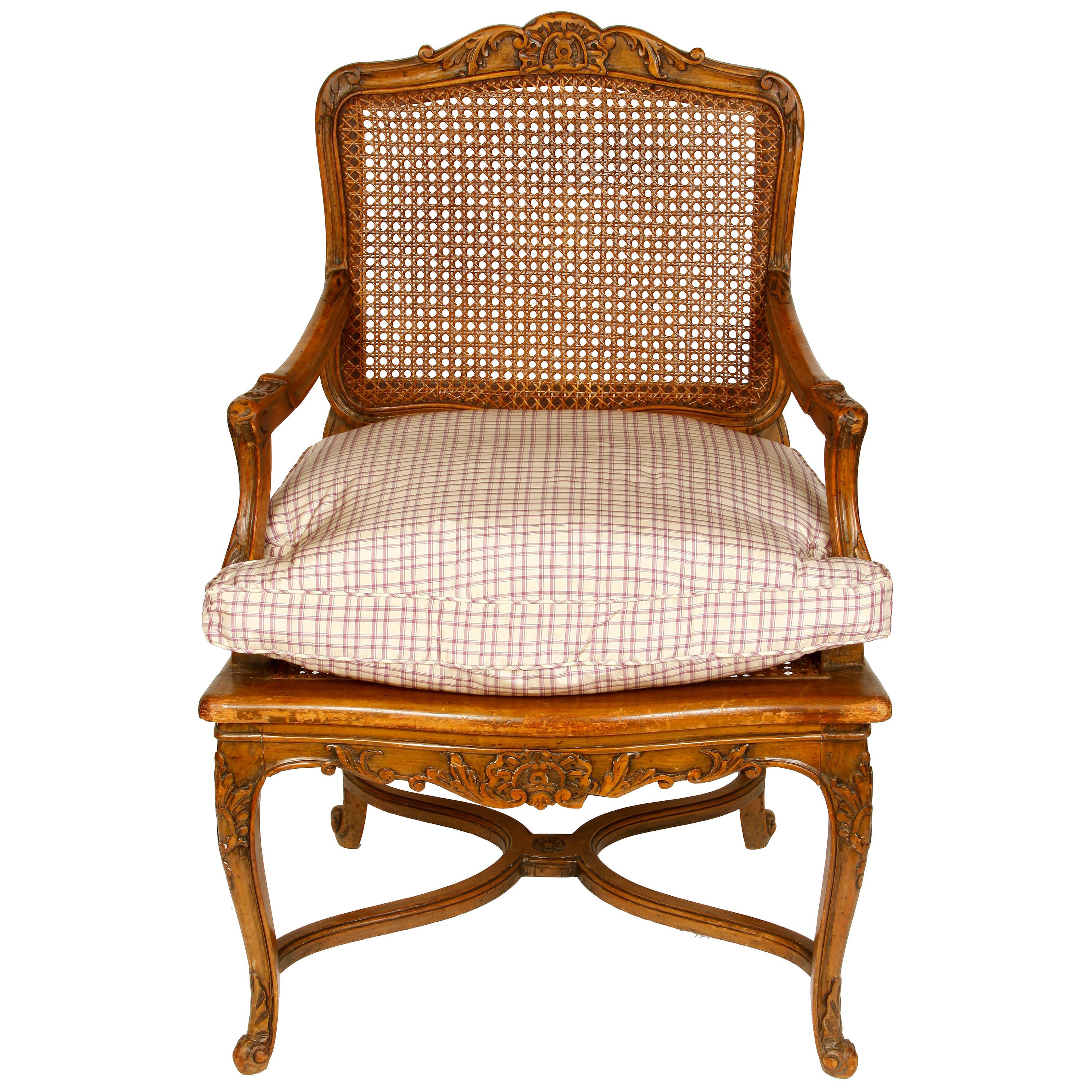 Pair of French Provincial Caned Armchairs For Sale