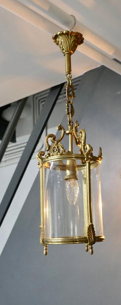 A Pair of French Rococo Brass and Glass Lantern Hall Lights  A superb quality pa