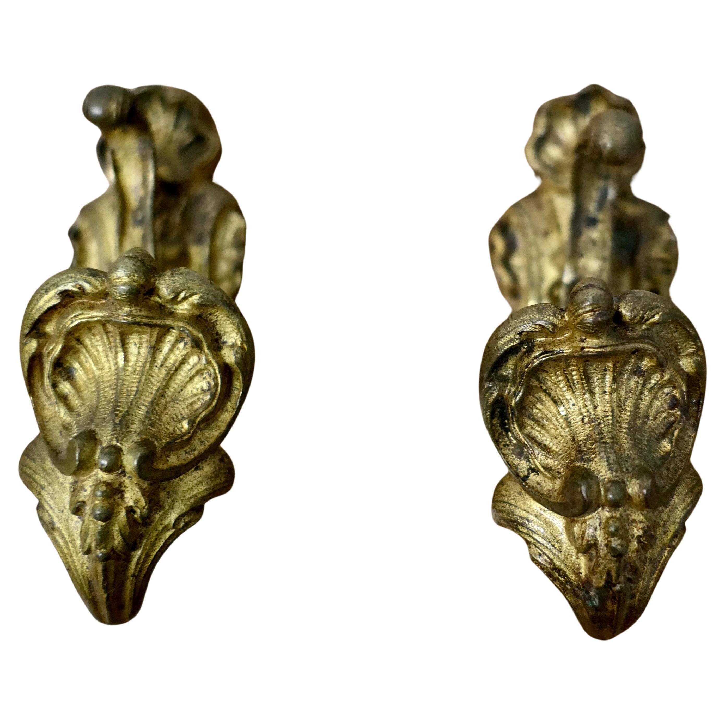 A Pair of French Rococo Ormolu Curtain Curtain Tie Backs      For Sale