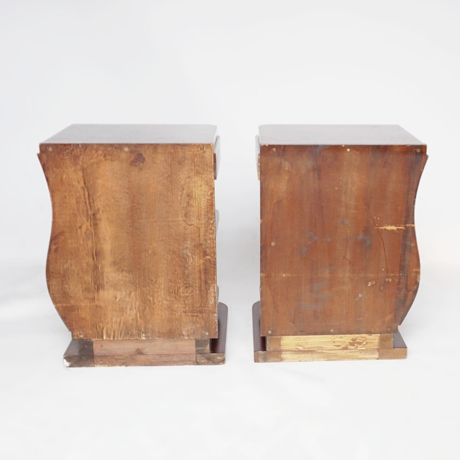 Pair of French Rosewood Art Deco Bedside Tables 4