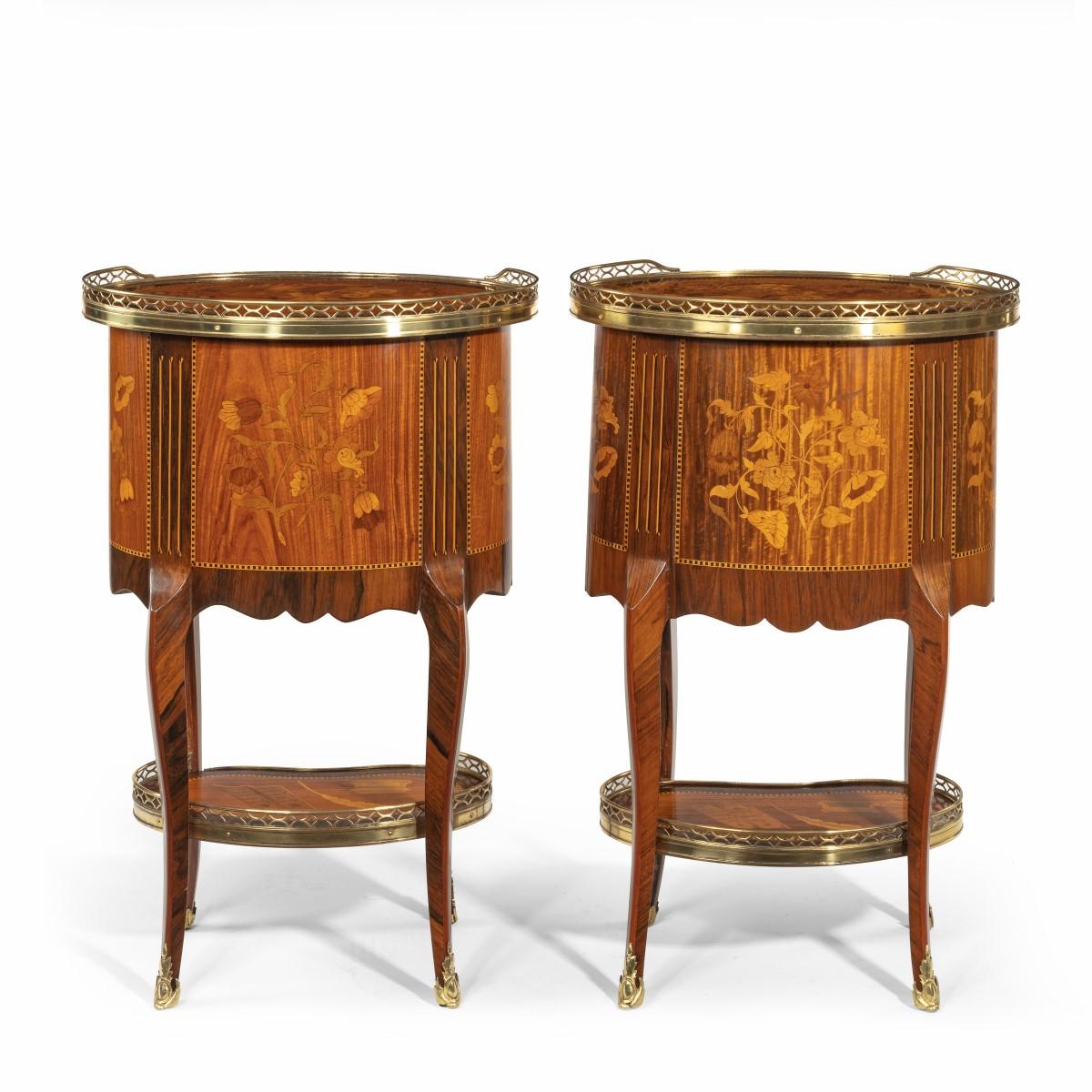 Pair of French Rosewood Marquetry Petits Commodes 1