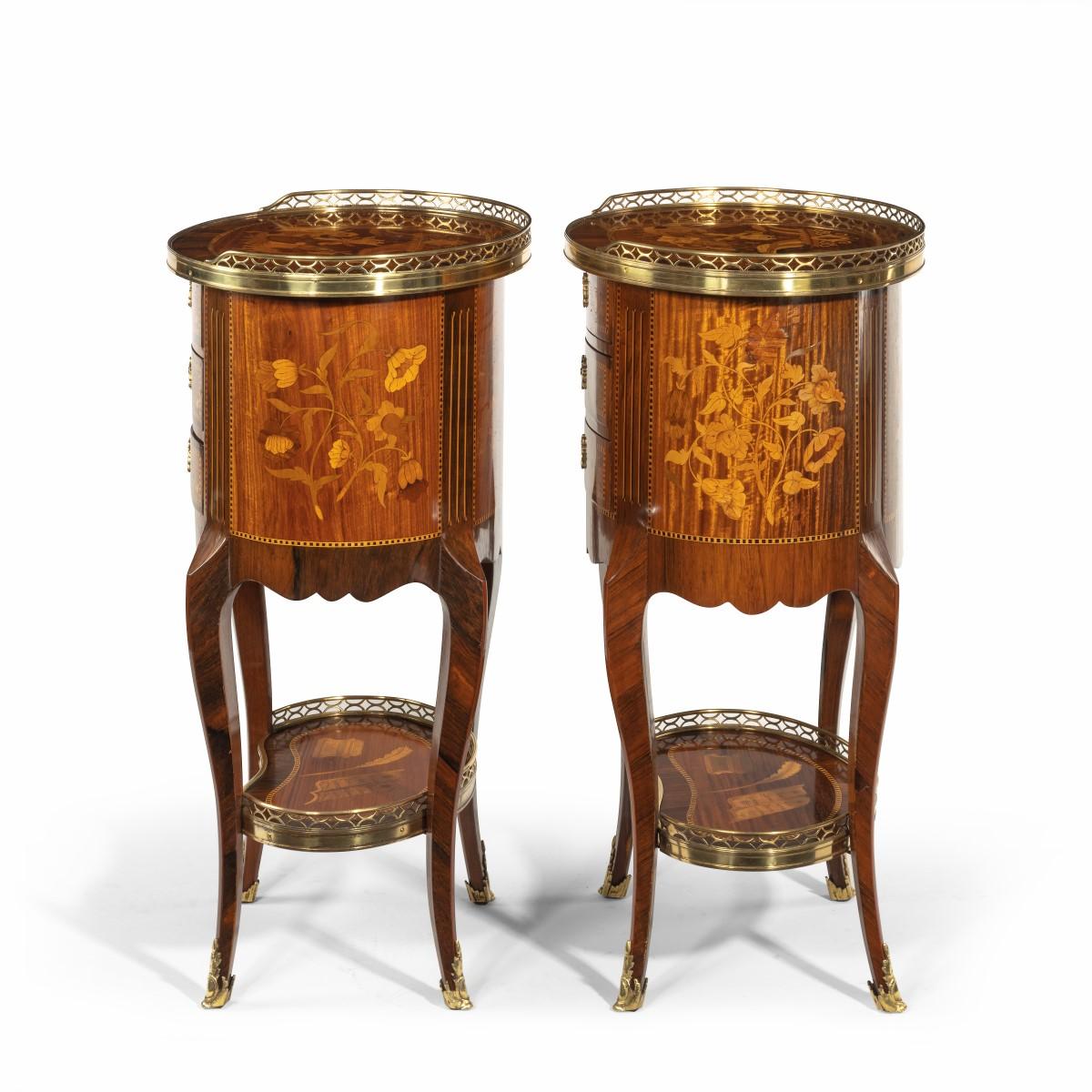 Pair of French Rosewood Marquetry Petits Commodes 2