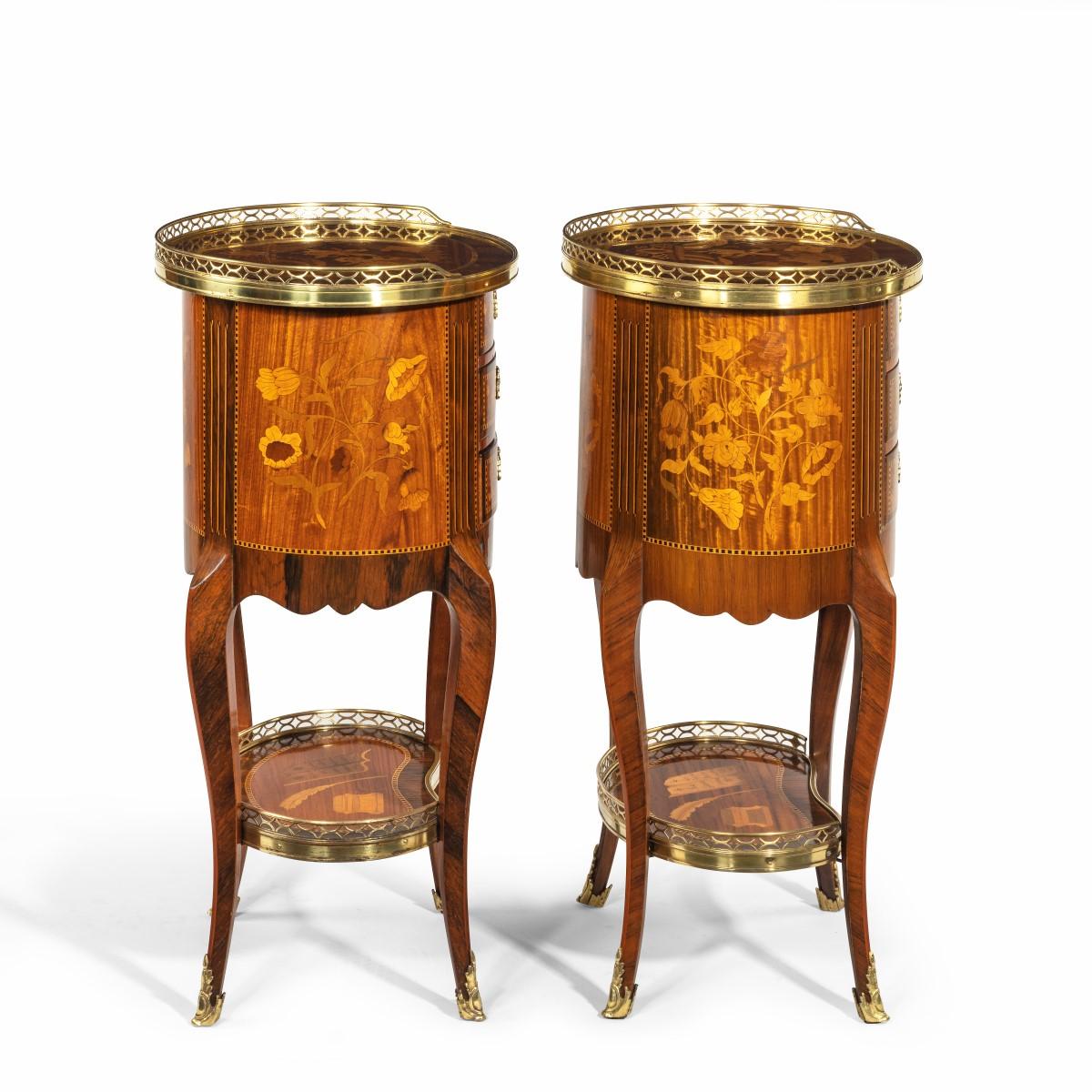 Pair of French Rosewood Marquetry Petits Commodes 3