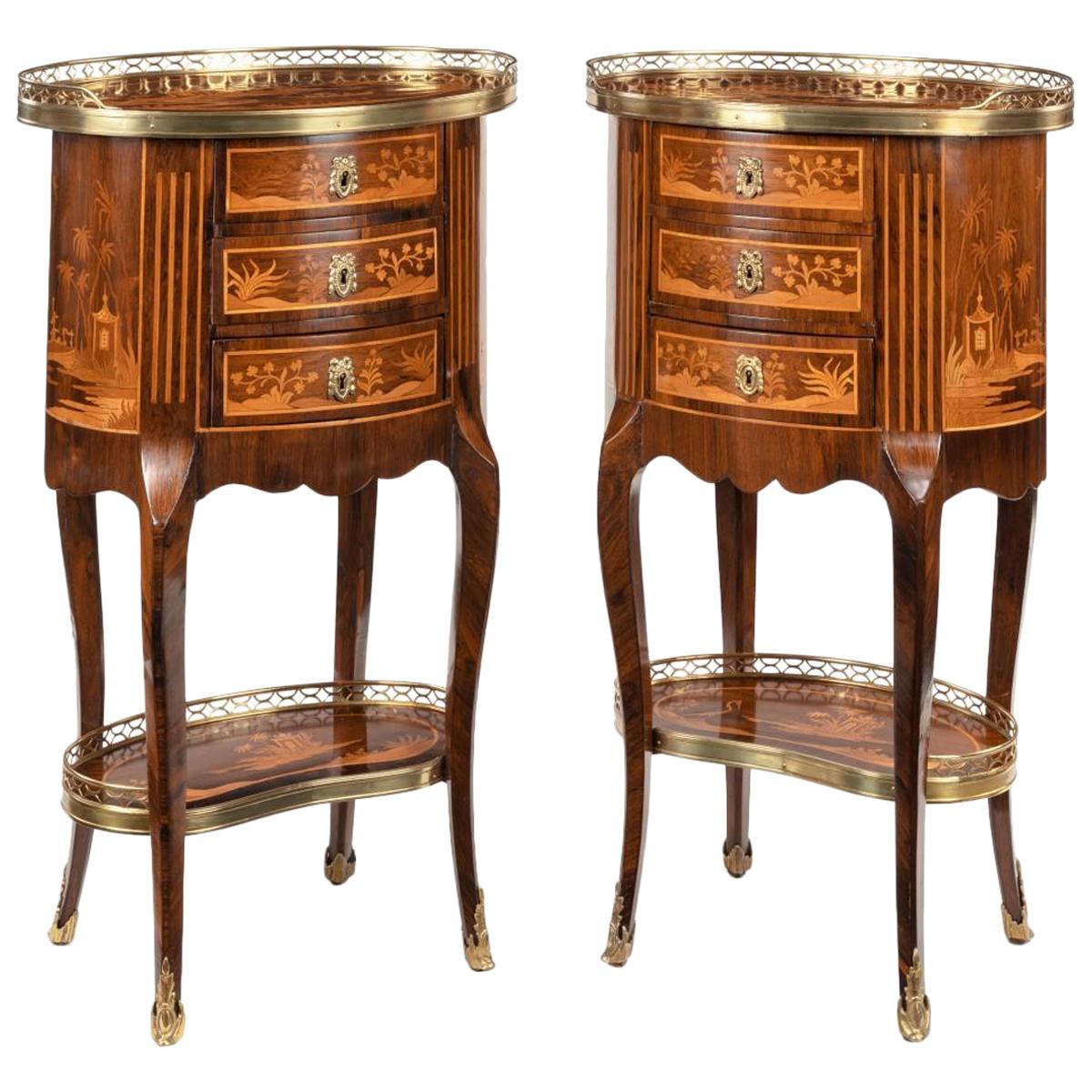 Pair of French Rosewood Occasional Tables For Sale