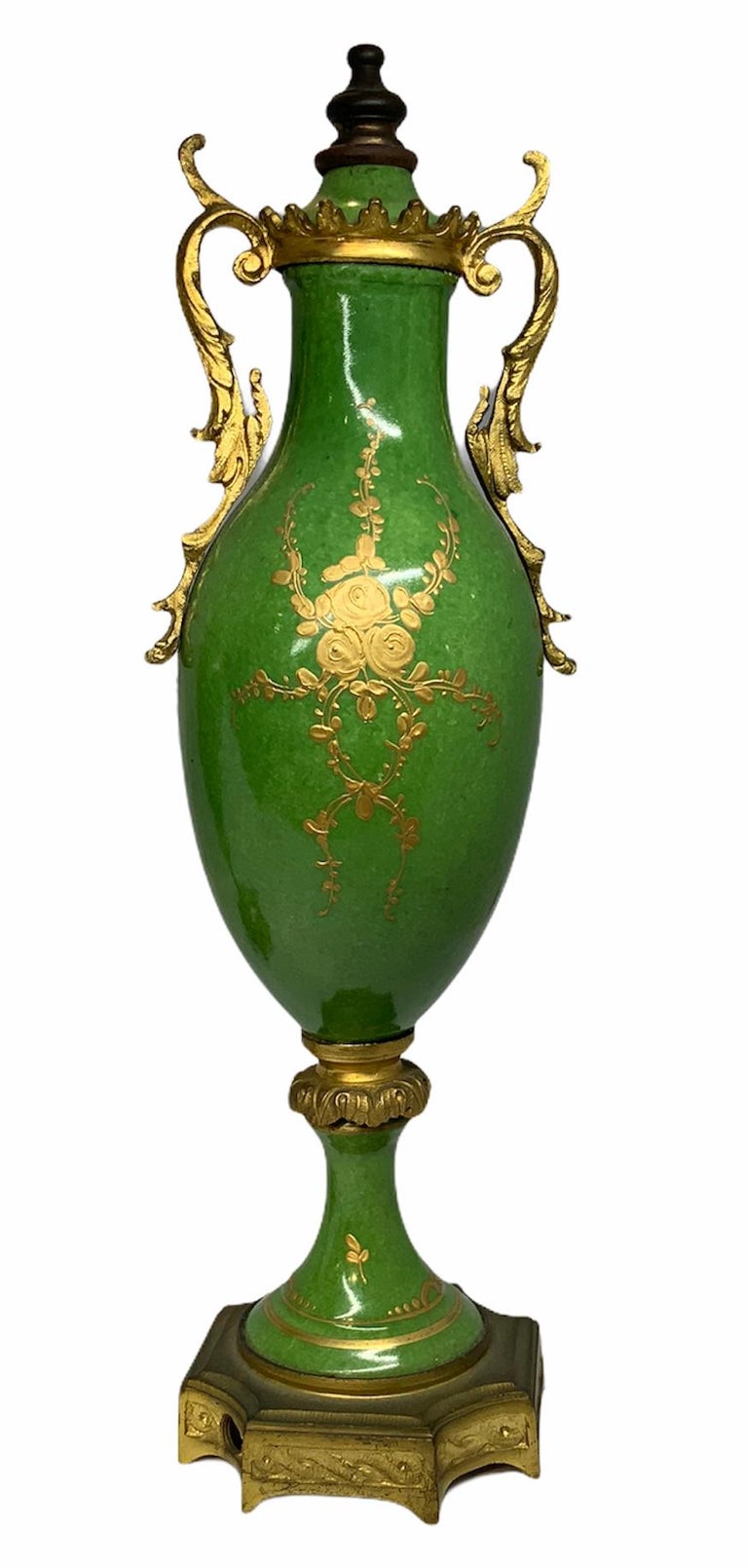 Pair of French Sevres Style Porcelain Bronze Mounted Urns Vases at 1stDibs