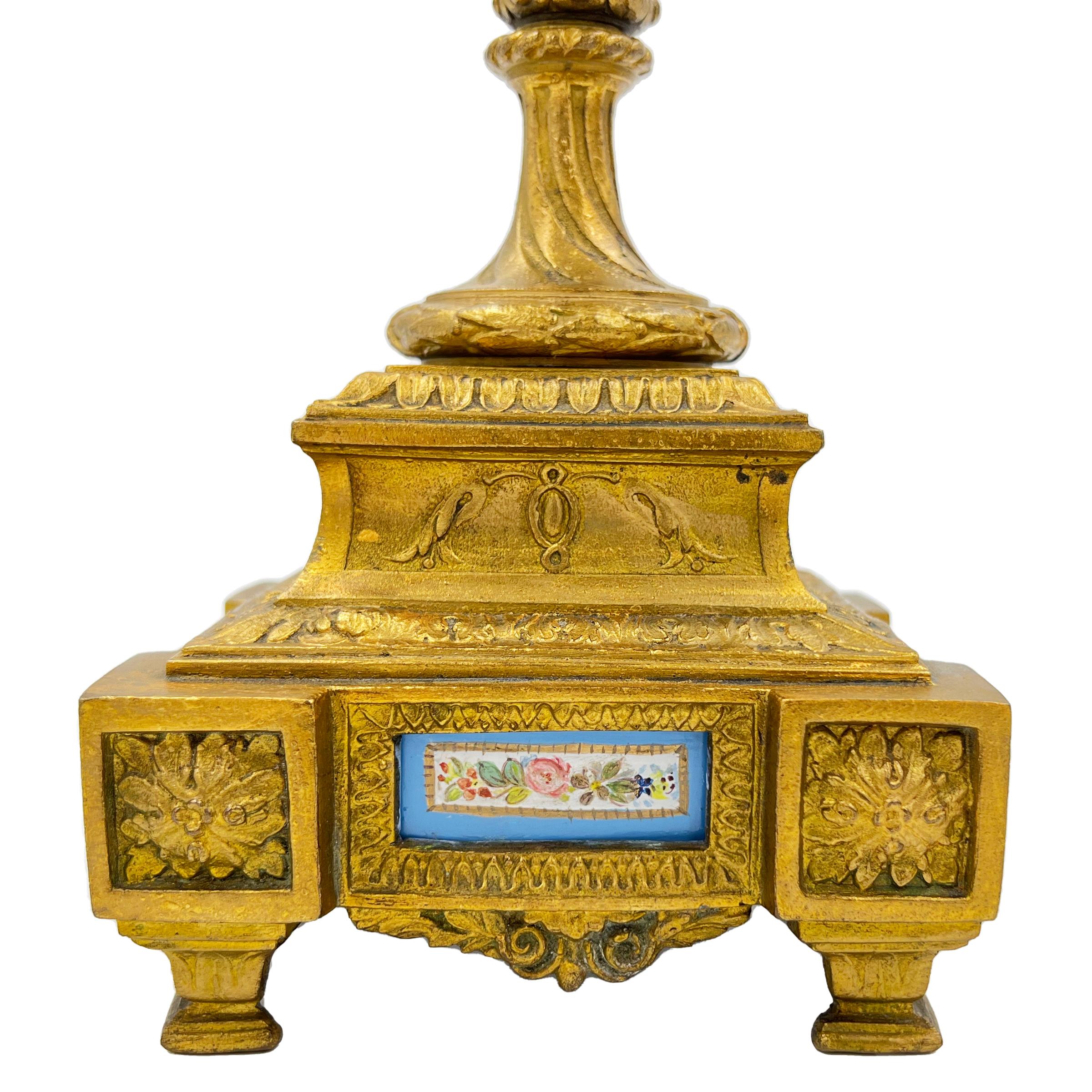 A Pair Of French Sevres Style Porcelain Urns, With Gilt Bronze Mounts For Sale 1