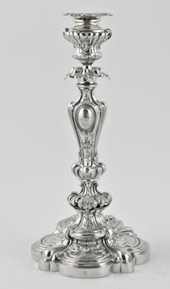 A pair of French silver 19th C Candle sticks