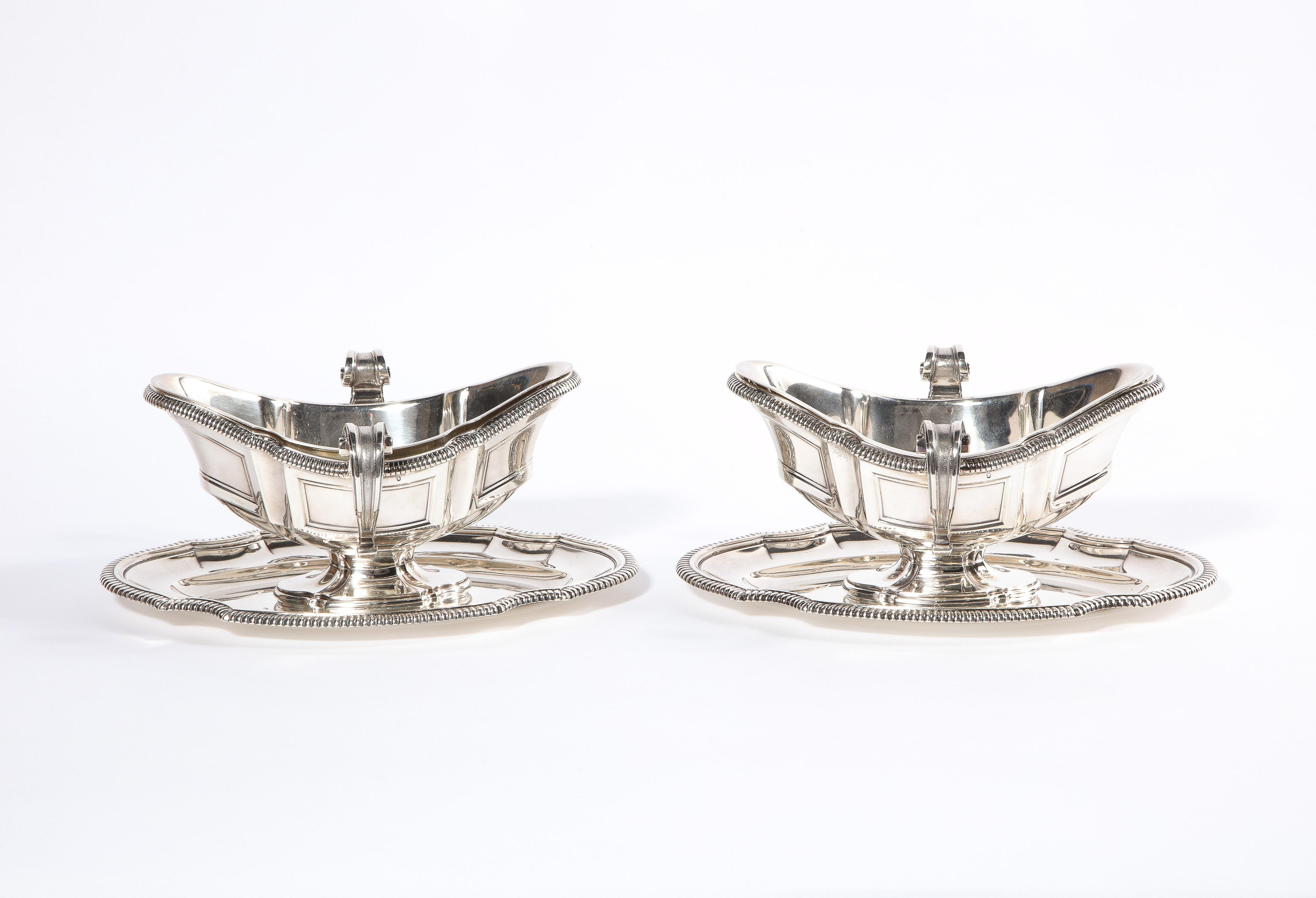 Napoleon III Pair of French Silver Sauceboats by Gustave Keller, Paris, circa 1880