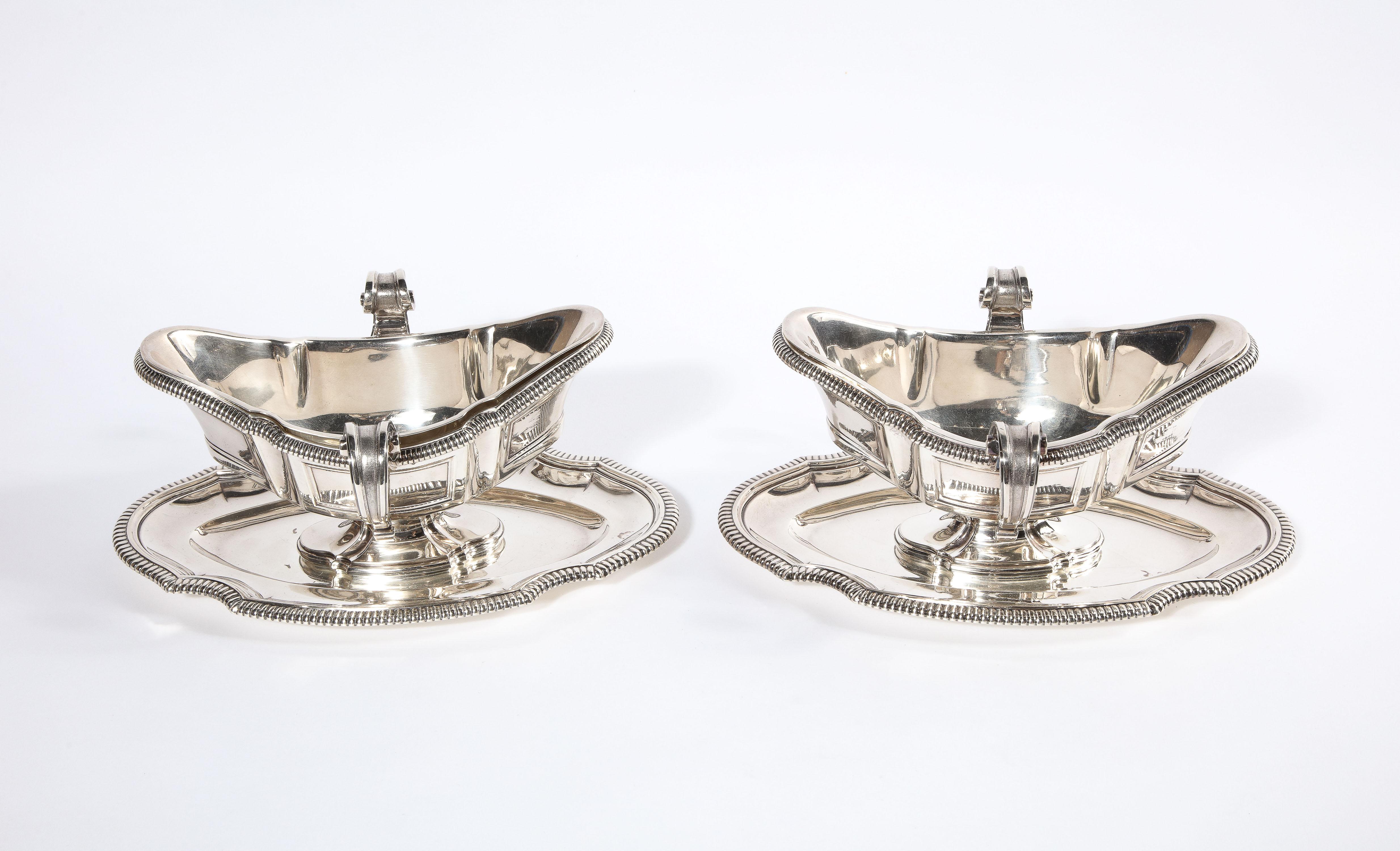 19th Century Pair of French Silver Sauceboats by Gustave Keller, Paris, circa 1880