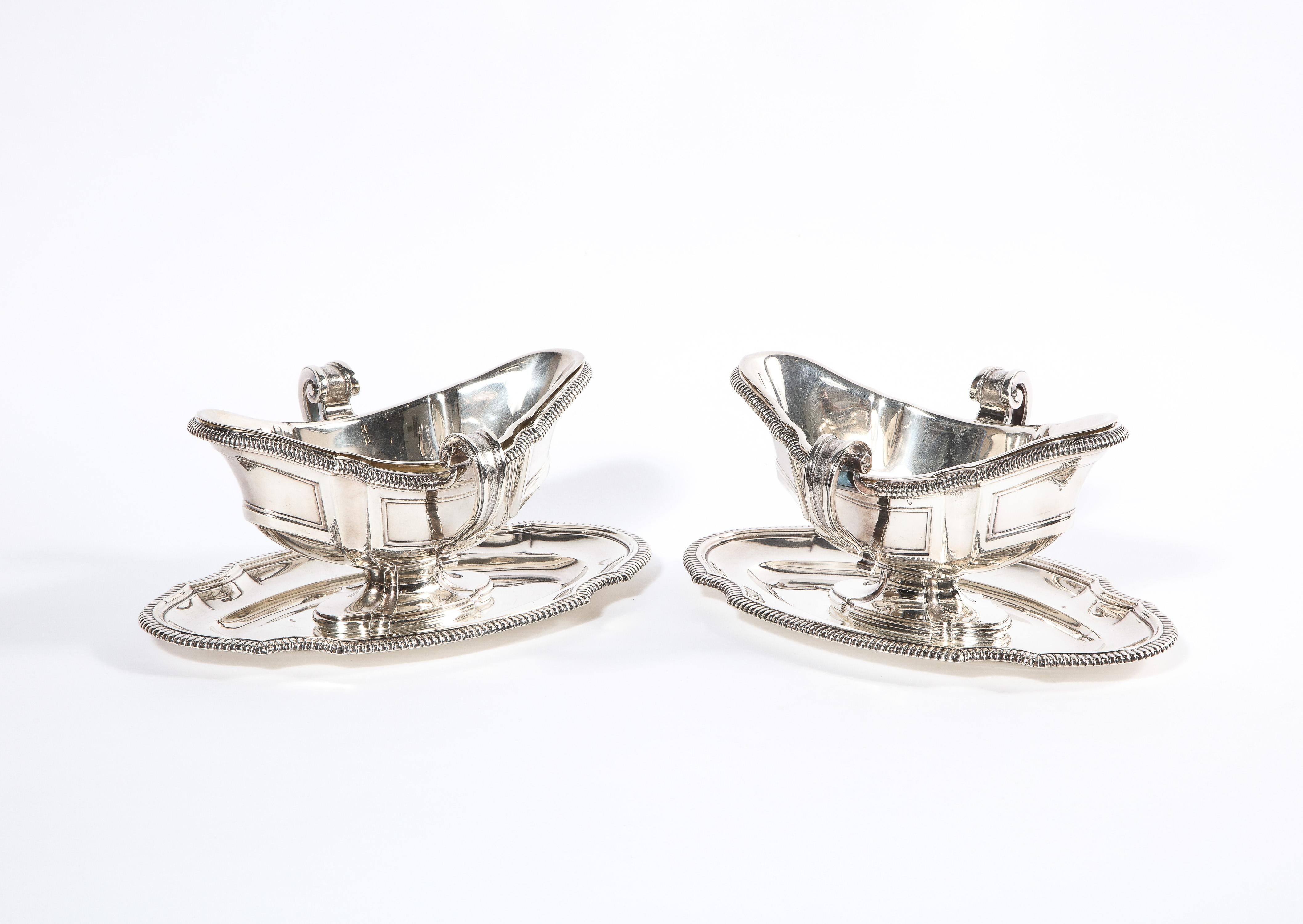 Pair of French Silver Sauceboats by Gustave Keller, Paris, circa 1880 1