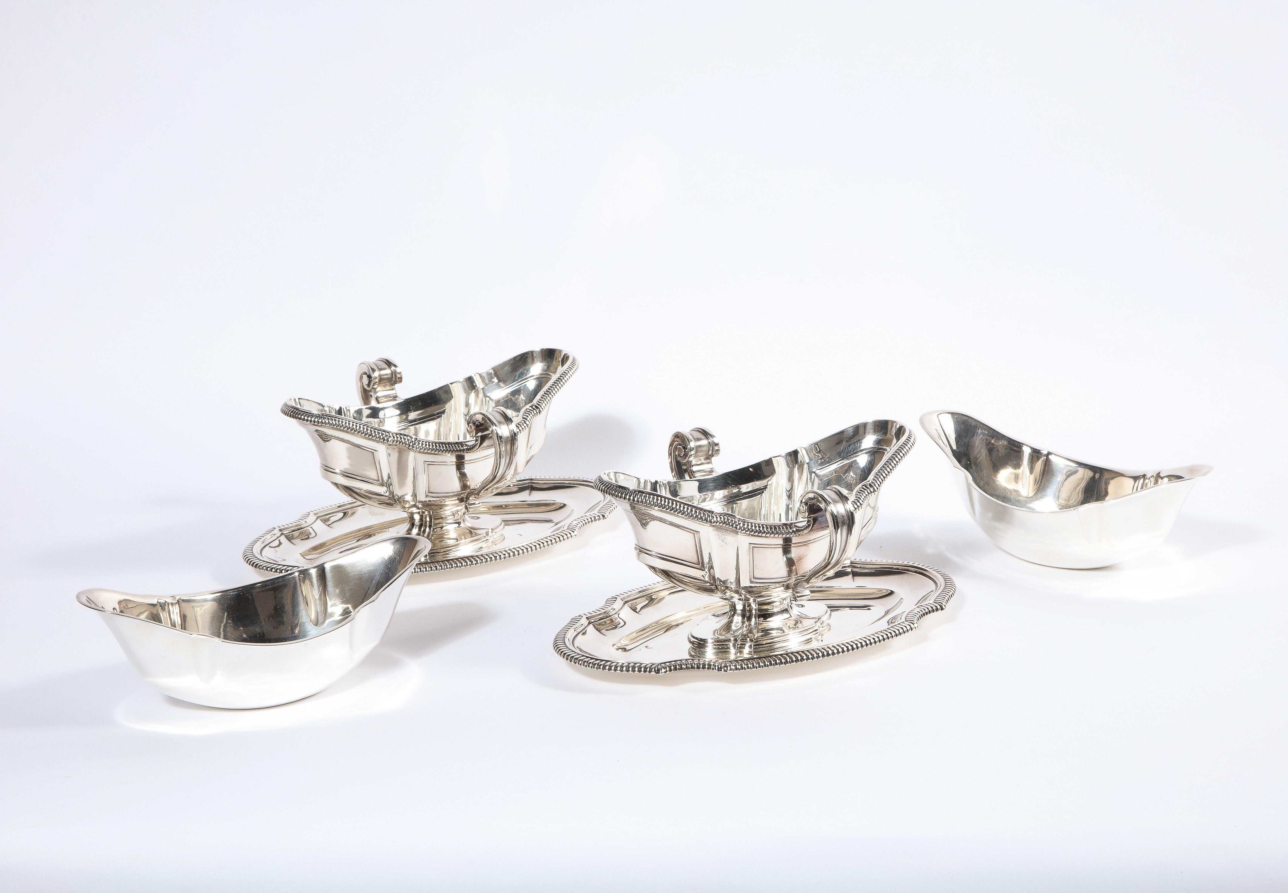 Pair of French Silver Sauceboats by Gustave Keller, Paris, circa 1880 3