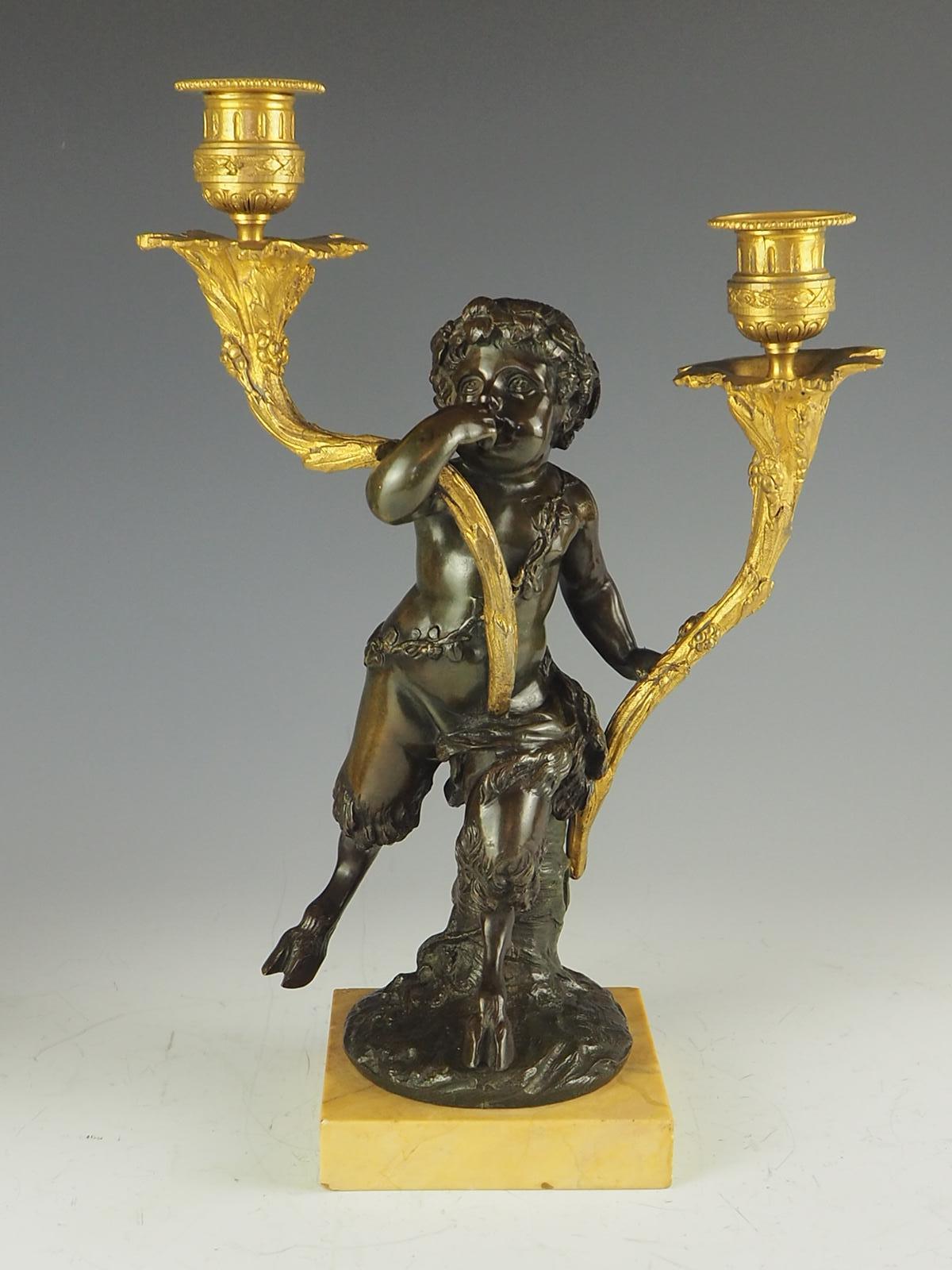 Pair of French Solid Bronze and Ormolu Candelabras, circa 1820 For Sale 12