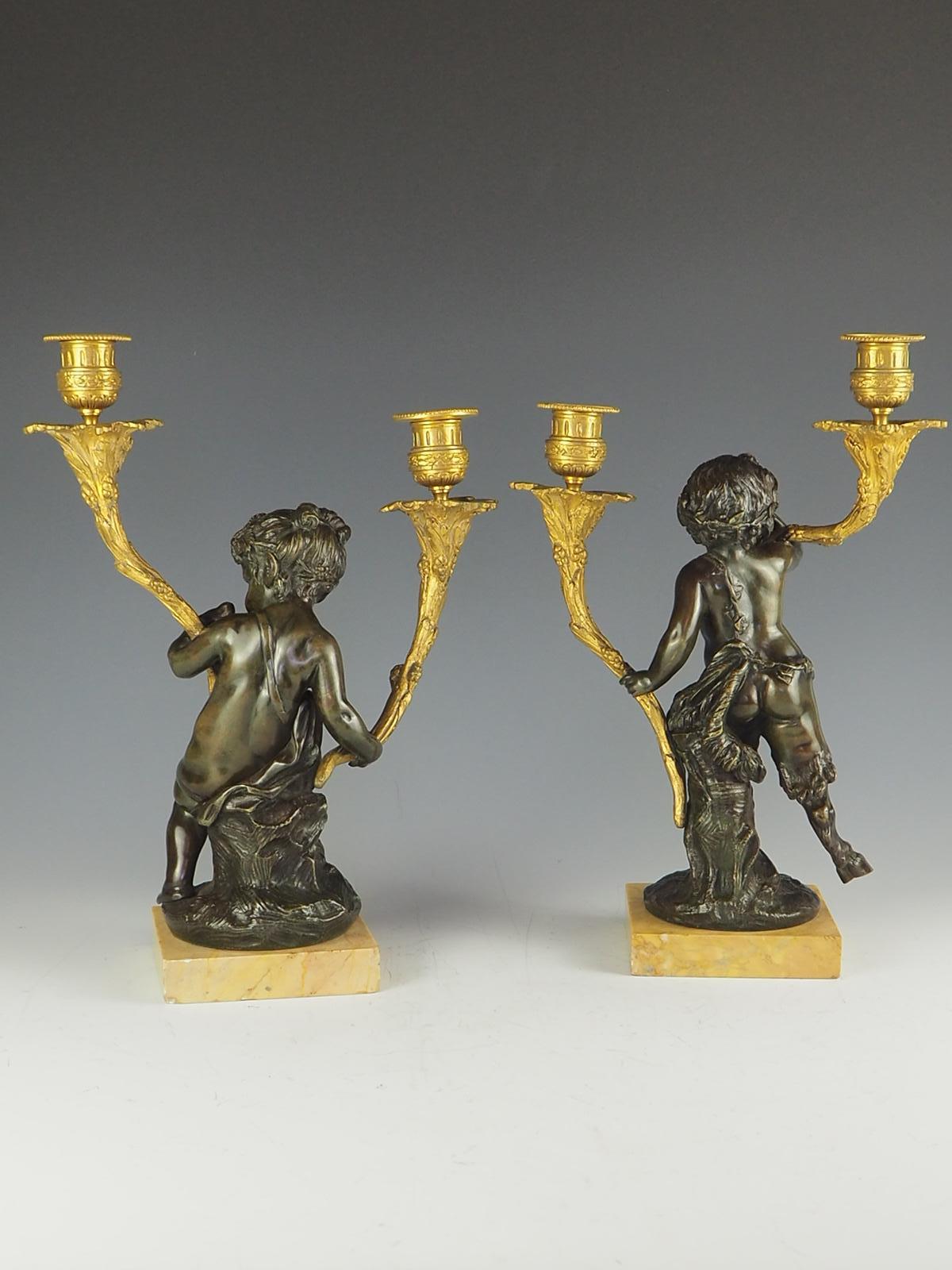 Pair of French Solid Bronze and Ormolu Candelabras, circa 1820 For Sale 2