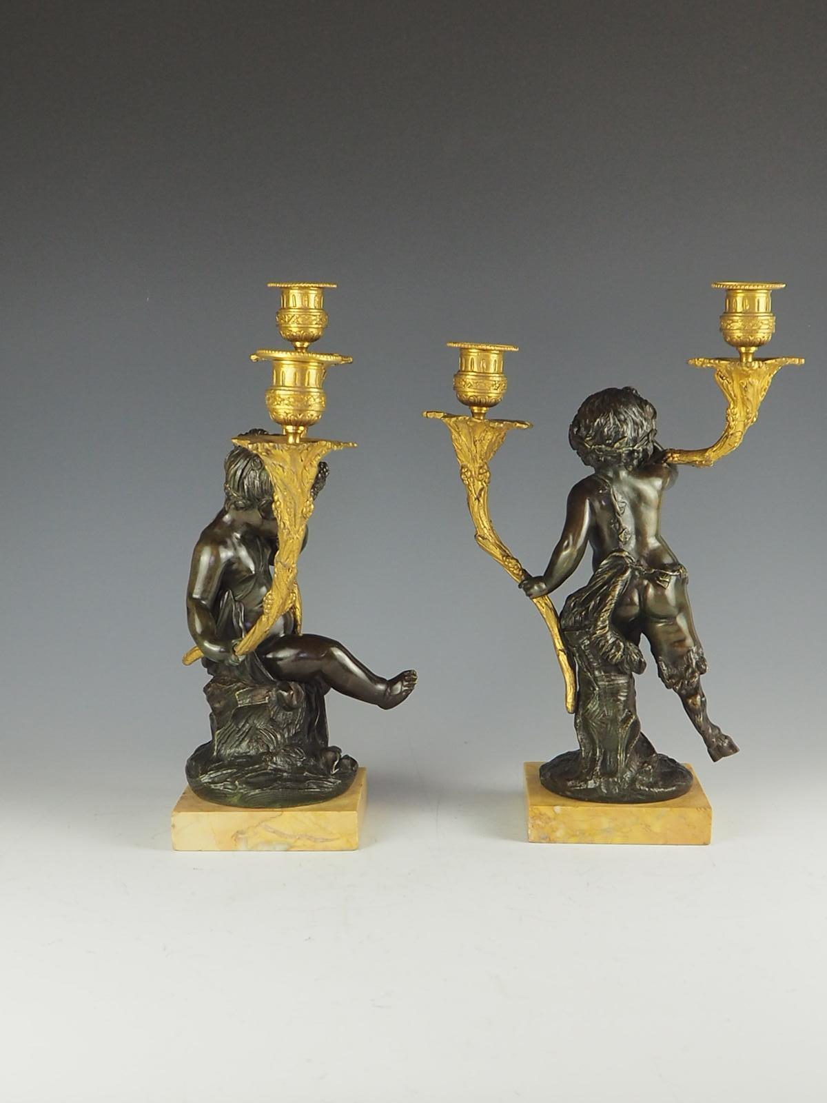 Pair of French Solid Bronze and Ormolu Candelabras, circa 1820 For Sale 3