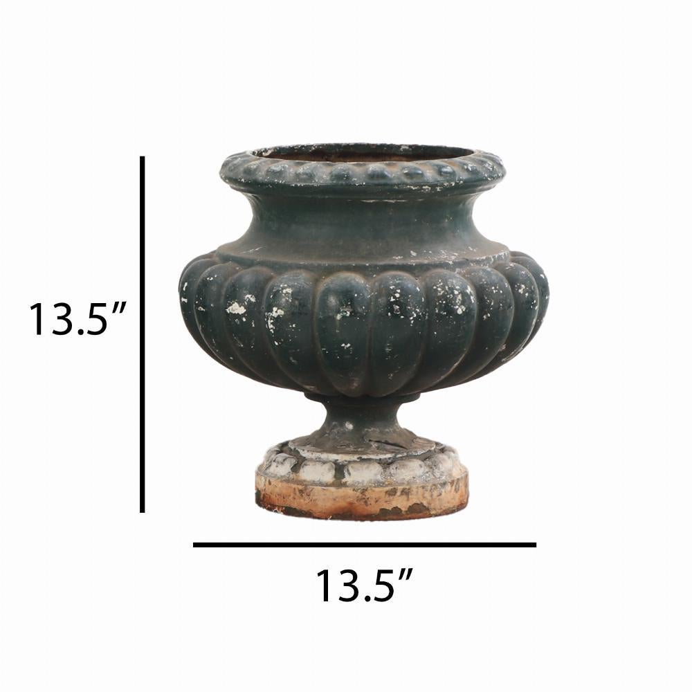Painted A pair of French table top cast iron planter urns, C. 1910. For Sale