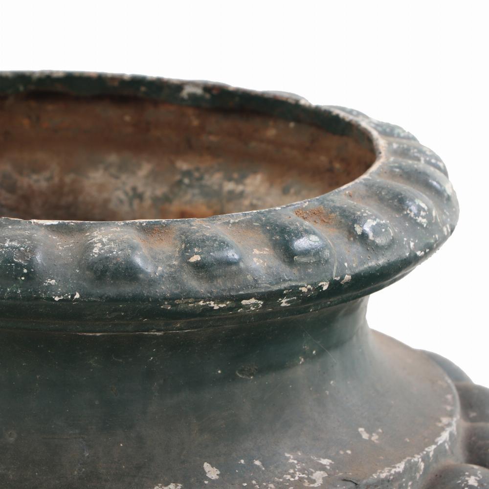 20th Century A pair of French table top cast iron planter urns, C. 1910. For Sale