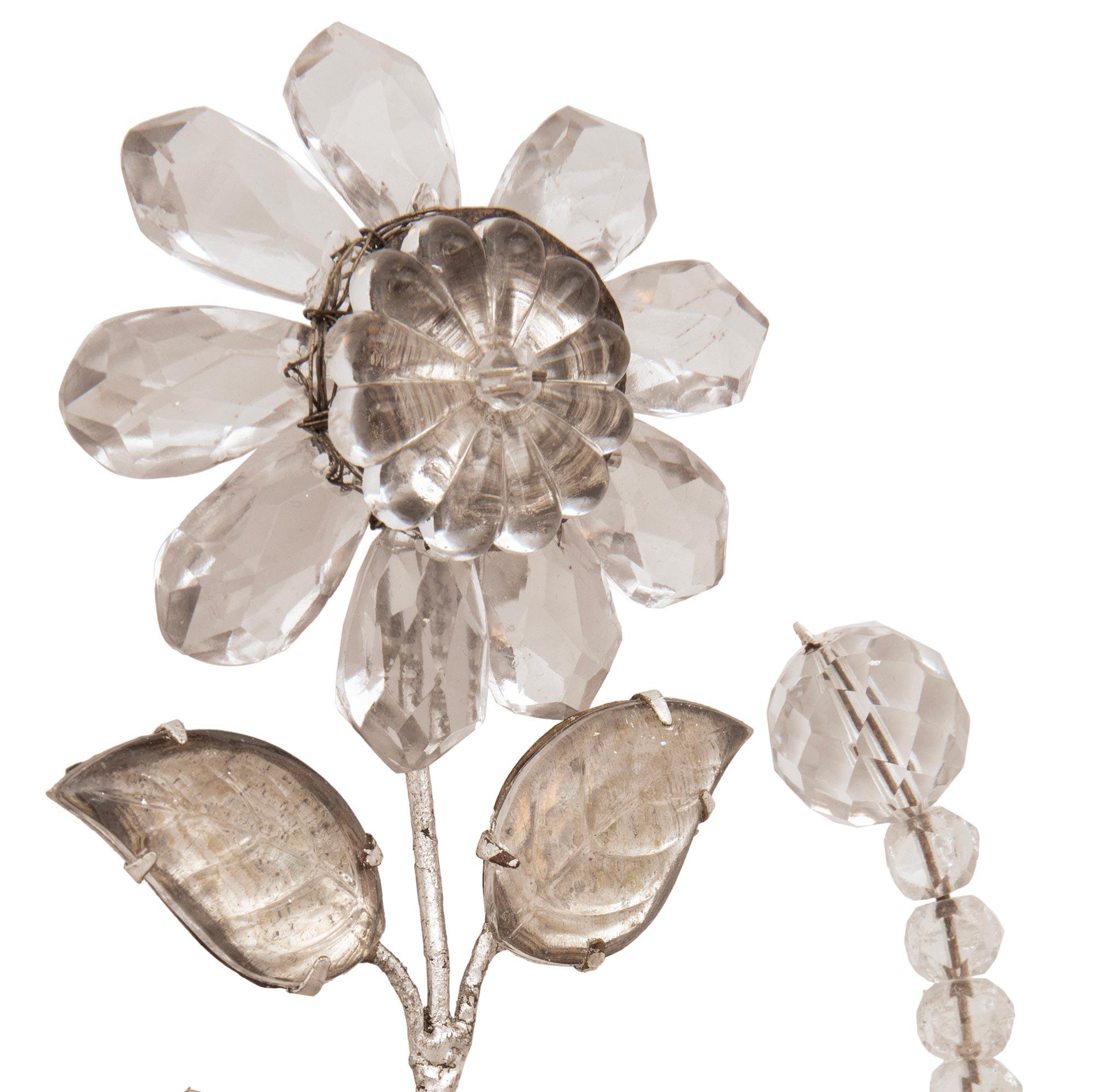 XX secolo Coppia di appliques francesi di fine secolo Luigi XVI in vetro e metallo argentato in vendita