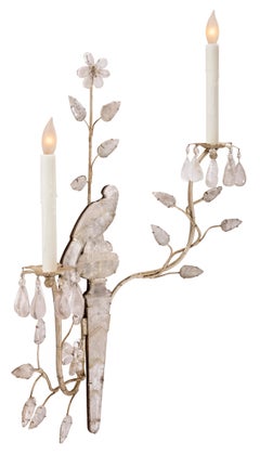 A pair of French turn of the century Louis XVI st. rock crystal sconces