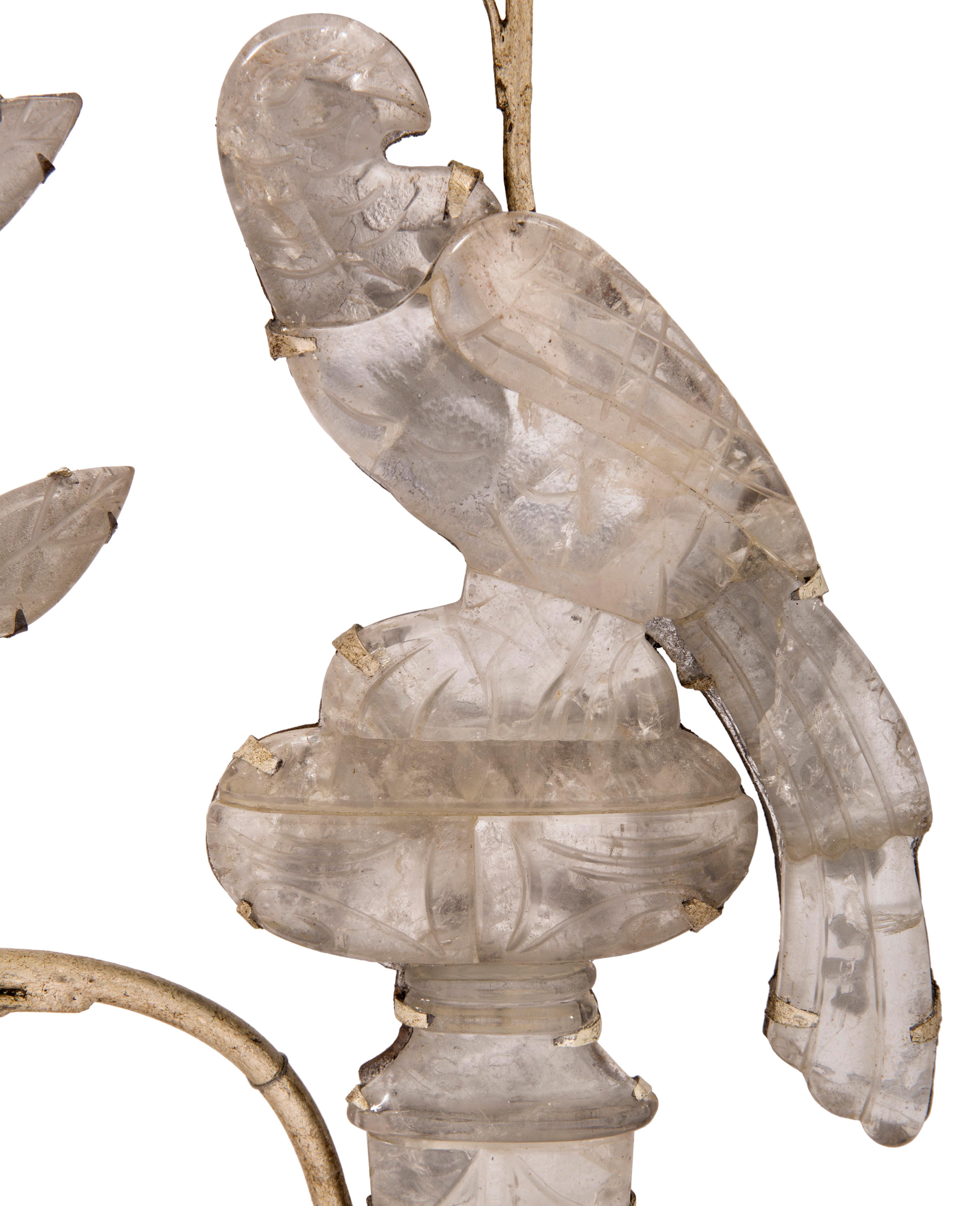 A pair of French turn of the century Louis XVI st. rock crystal sconces For Sale 1