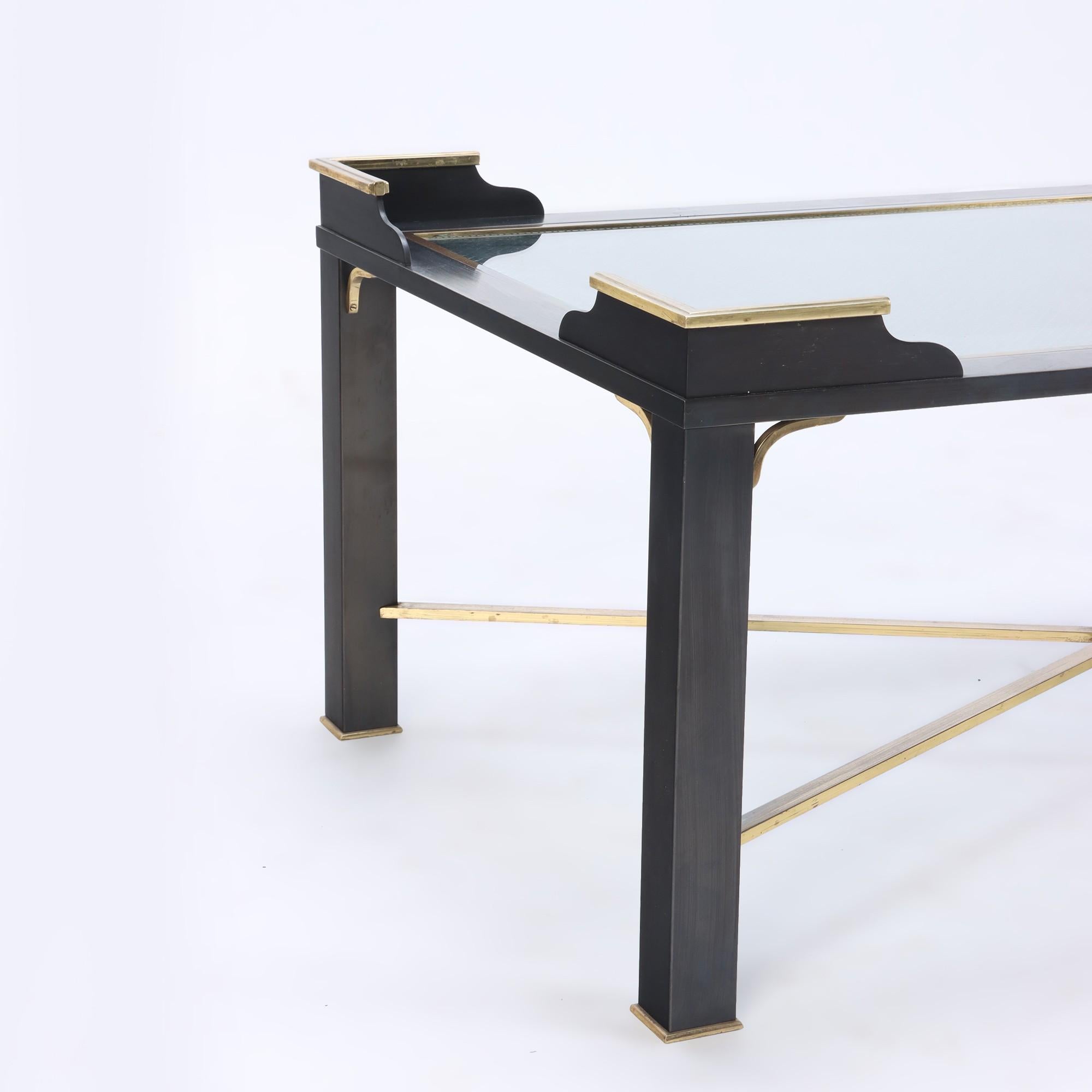Modern Pair of French Two Tone Bronze Coffee Tables Attributed to Jansen, C 1970 For Sale