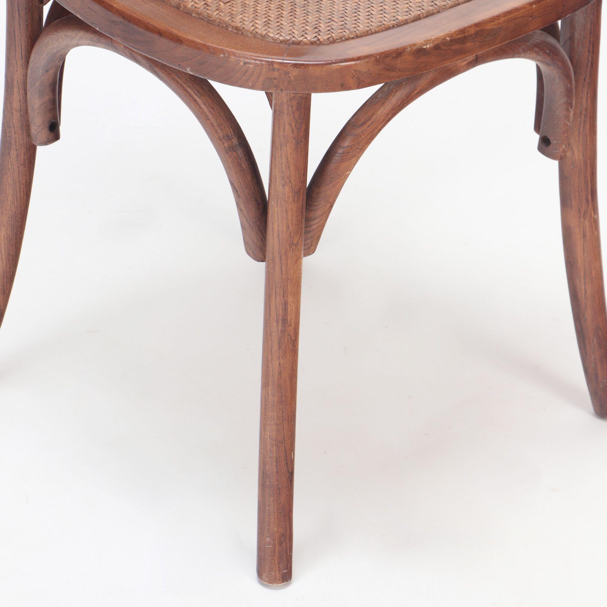 Pair of French Vintage Oak Side Chairs with Rattan Backs and Seats For Sale 3