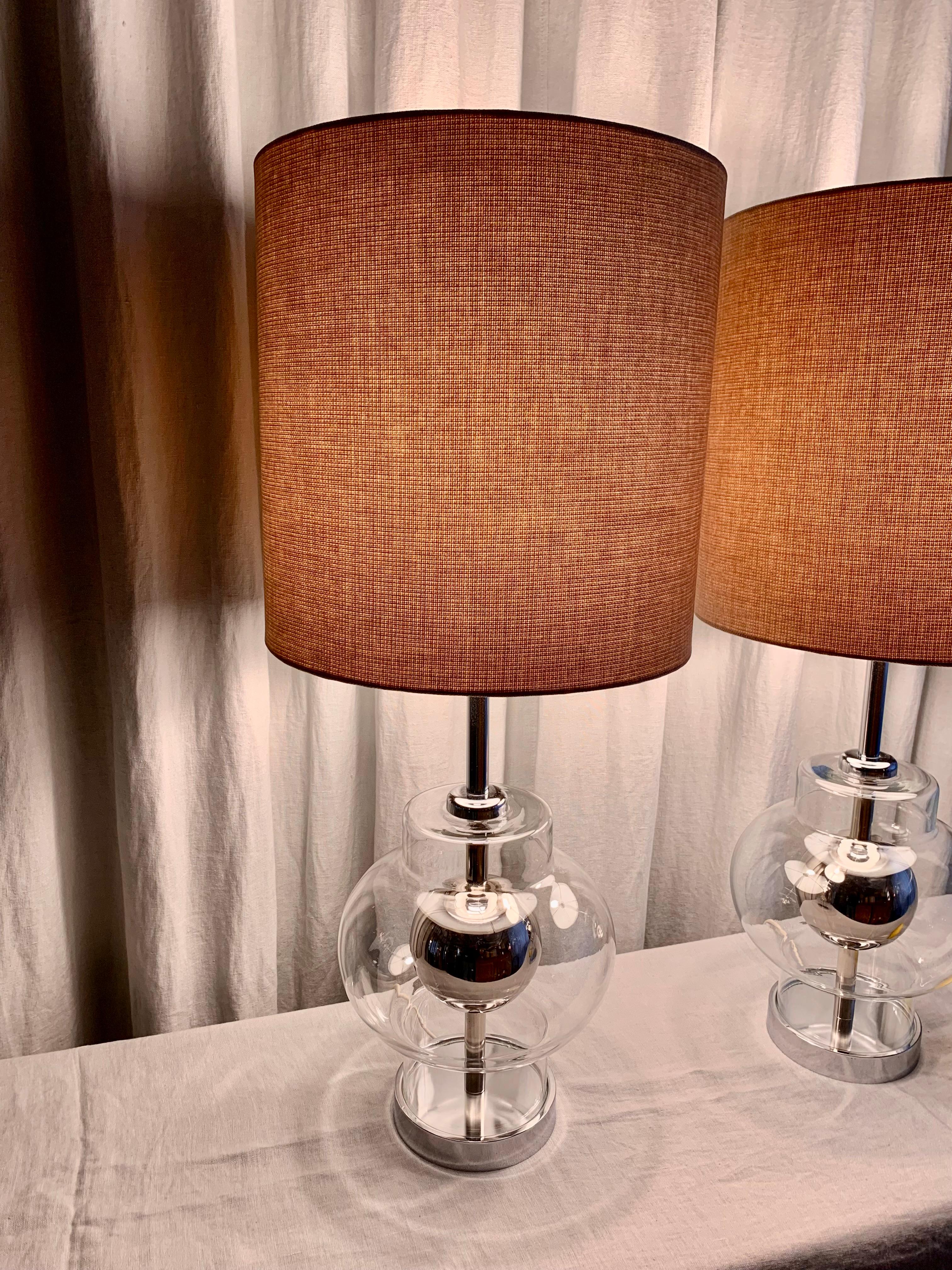 Paire de lampes de table françaises vintage de l'ère spatiale en vente 3